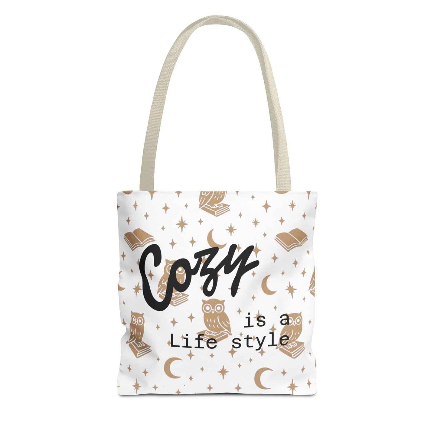Cozy Is My Lifestyle Owl Print Tote Bag