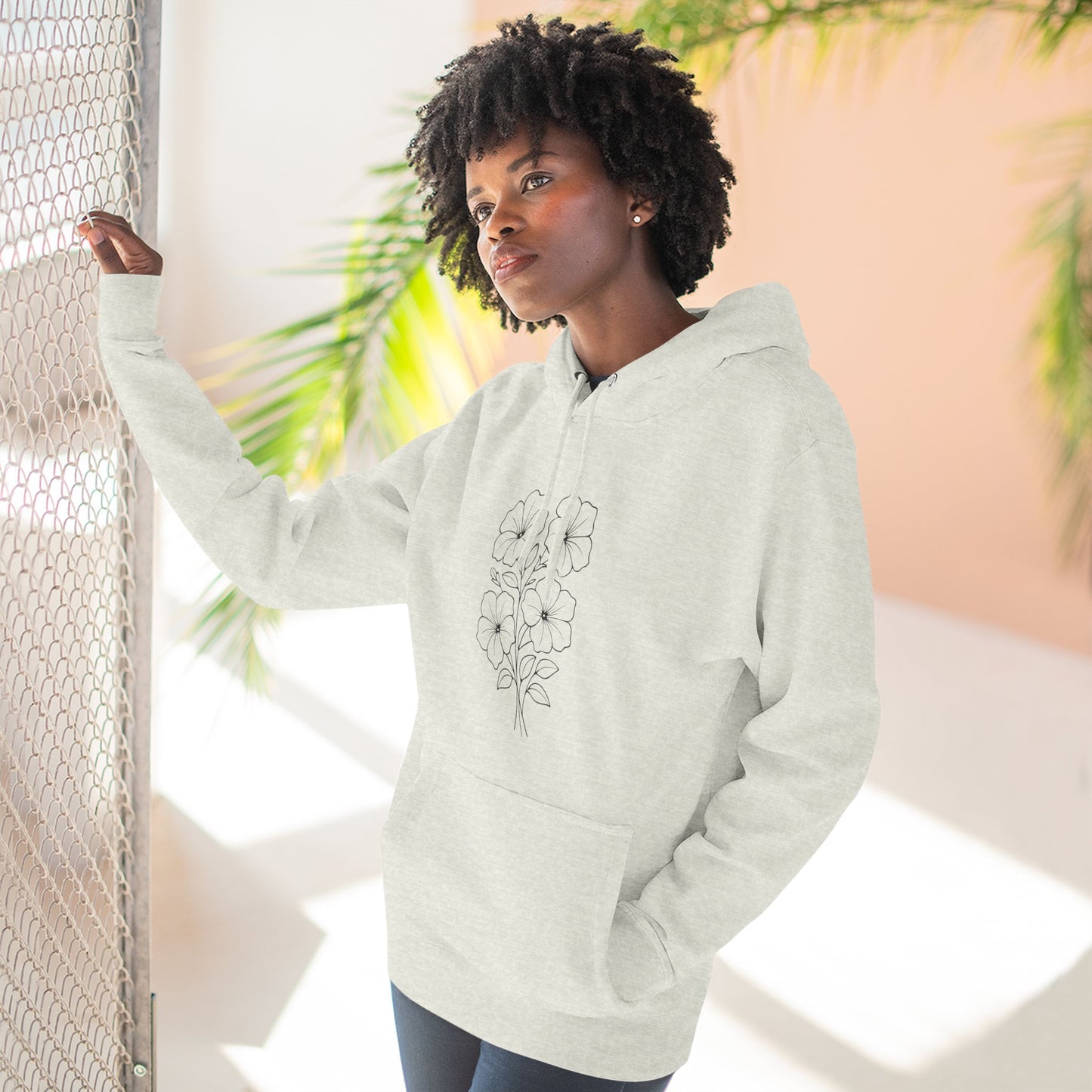 Floral Inspirational Hoodie, Cozy Fleece Pullover