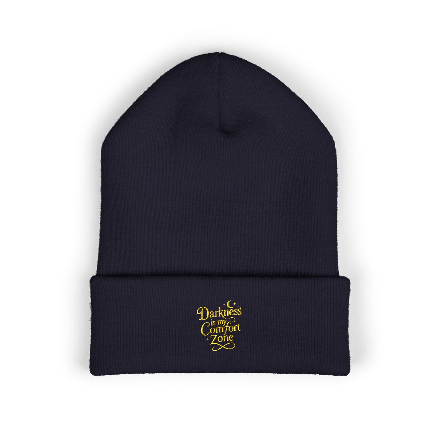 Darkness Cozy Embroidered Cuffed Beanie, Unisex Knit Beanie