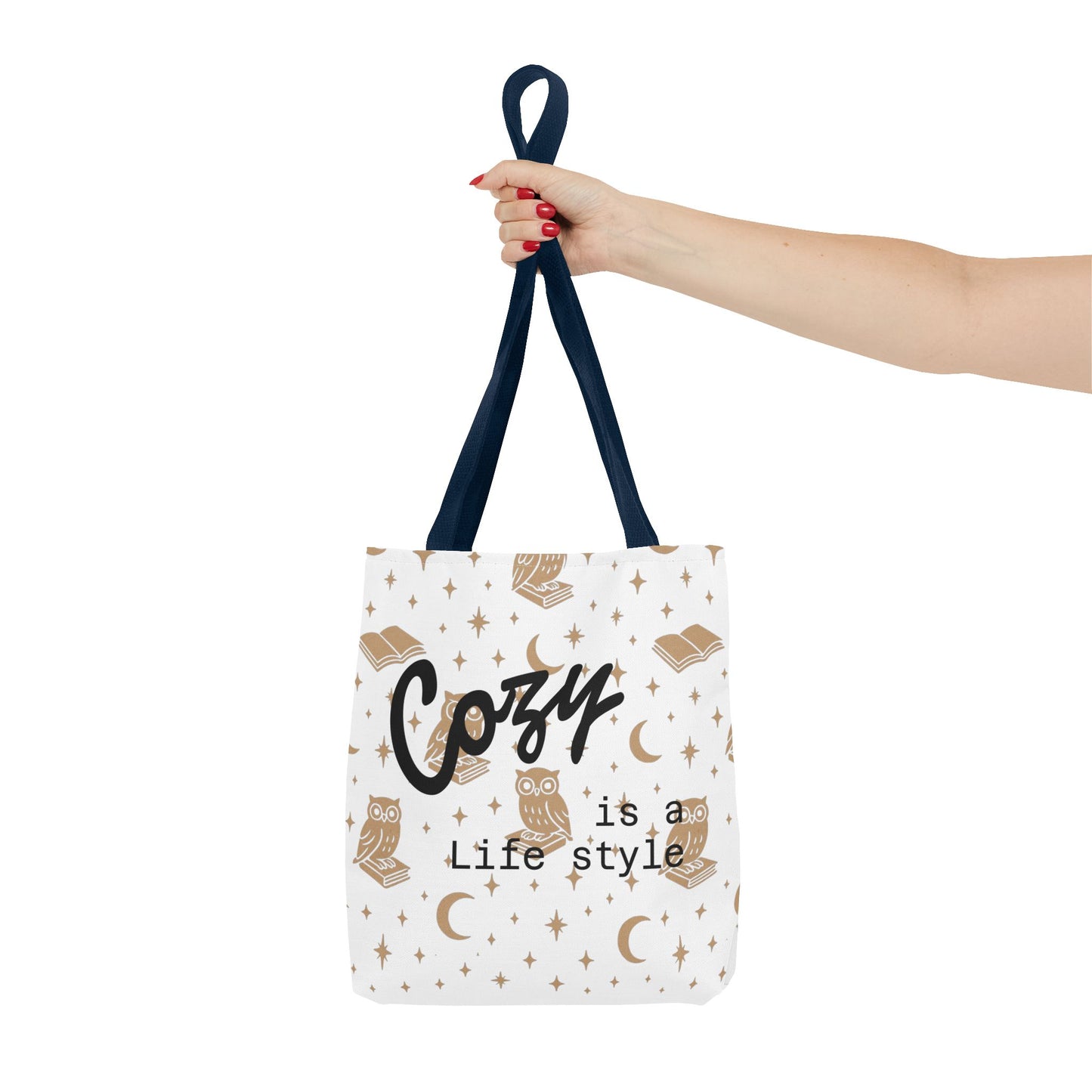 Cozy Is My Lifestyle Owl Print Tote Bag