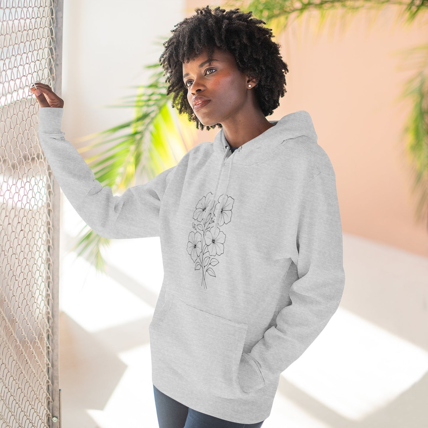 Floral Inspirational Hoodie, Cozy Fleece Pullover