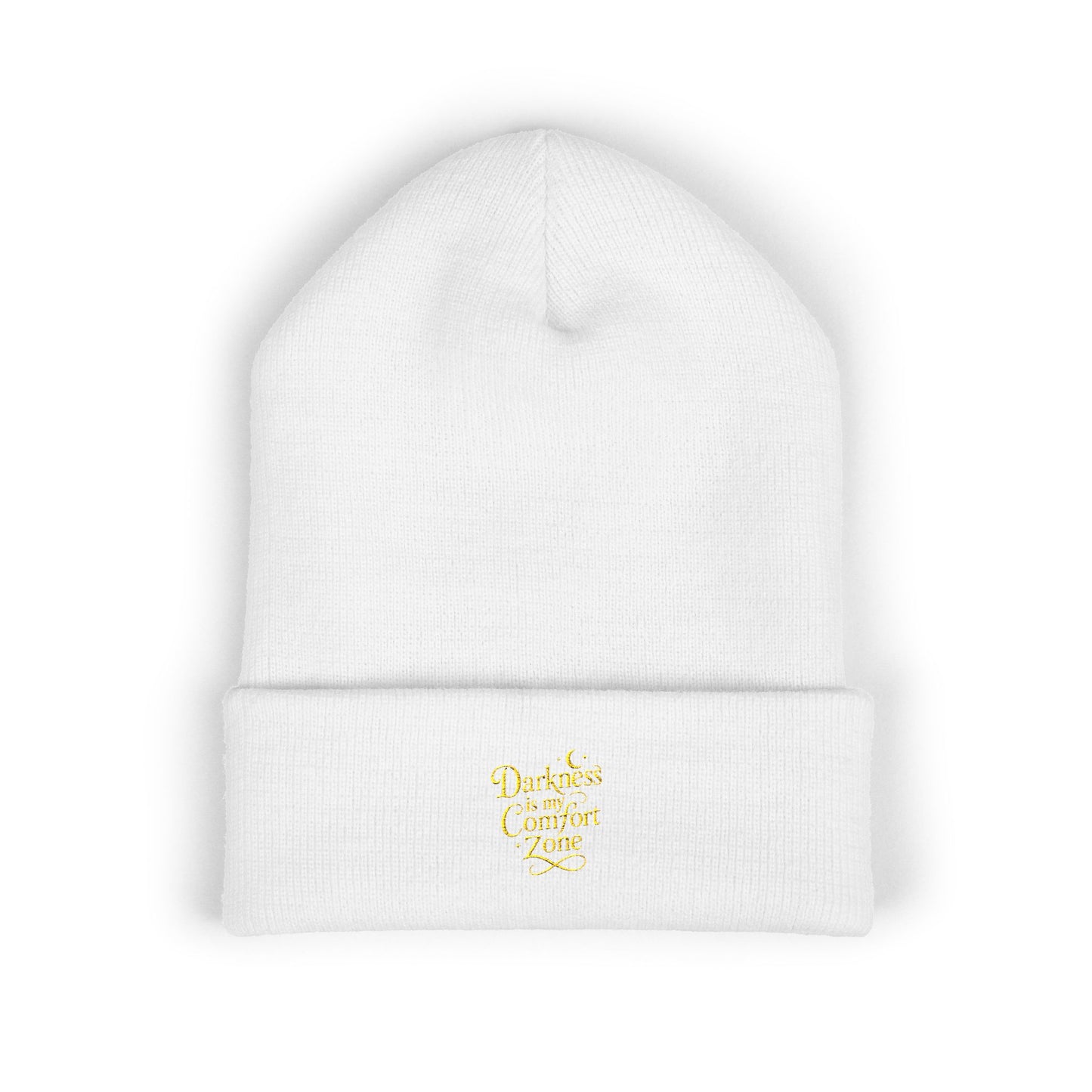 Darkness Cozy Embroidered Cuffed Beanie, Unisex Knit Beanie