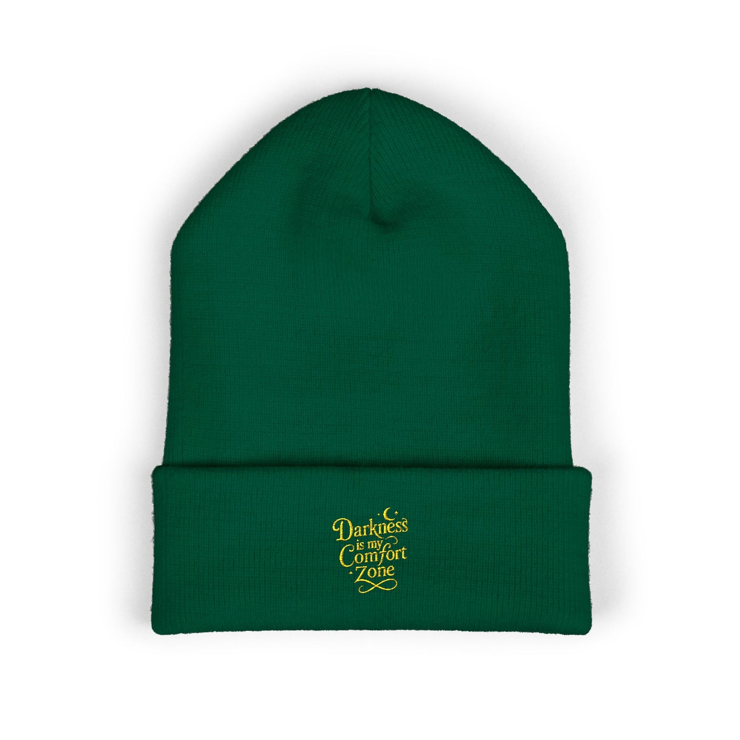 Darkness Cozy Embroidered Cuffed Beanie, Unisex Knit Beanie