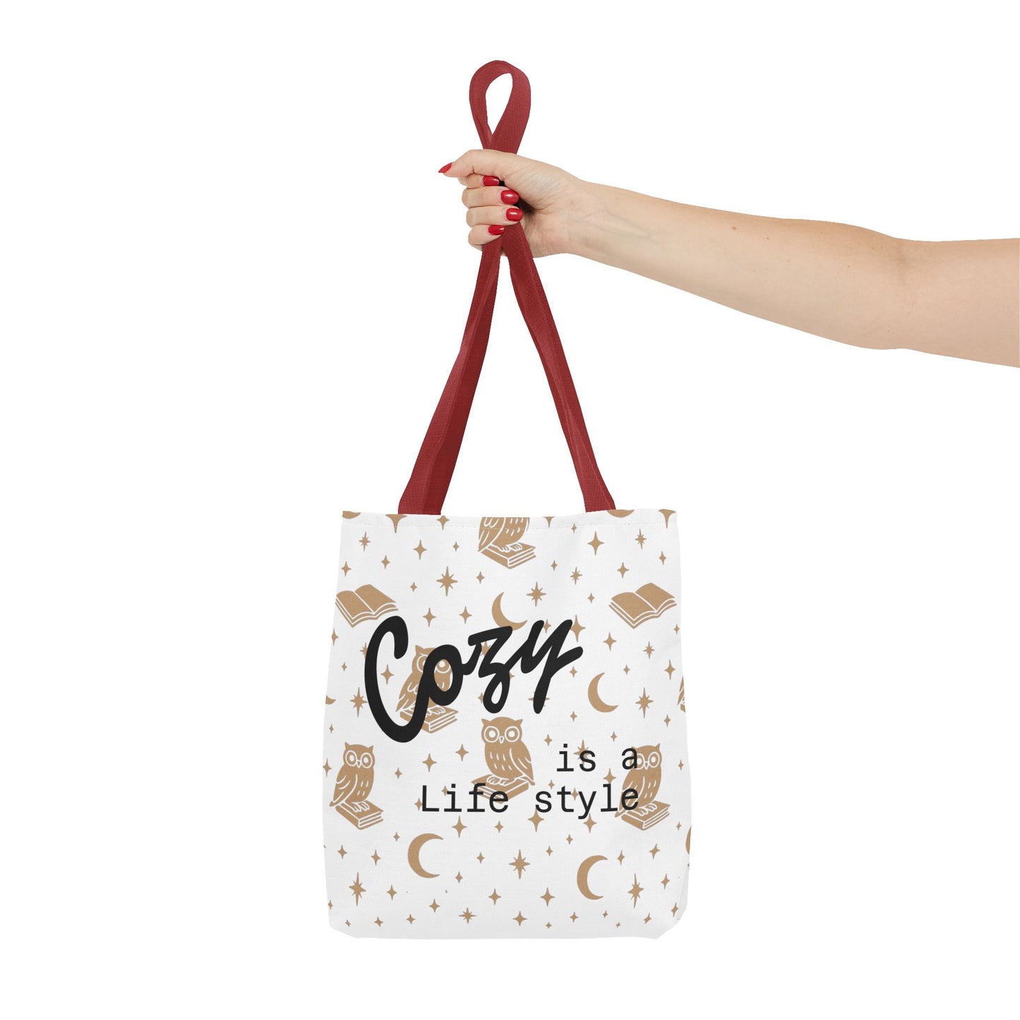 Cozy Is My Lifestyle Owl Print Tote Bag