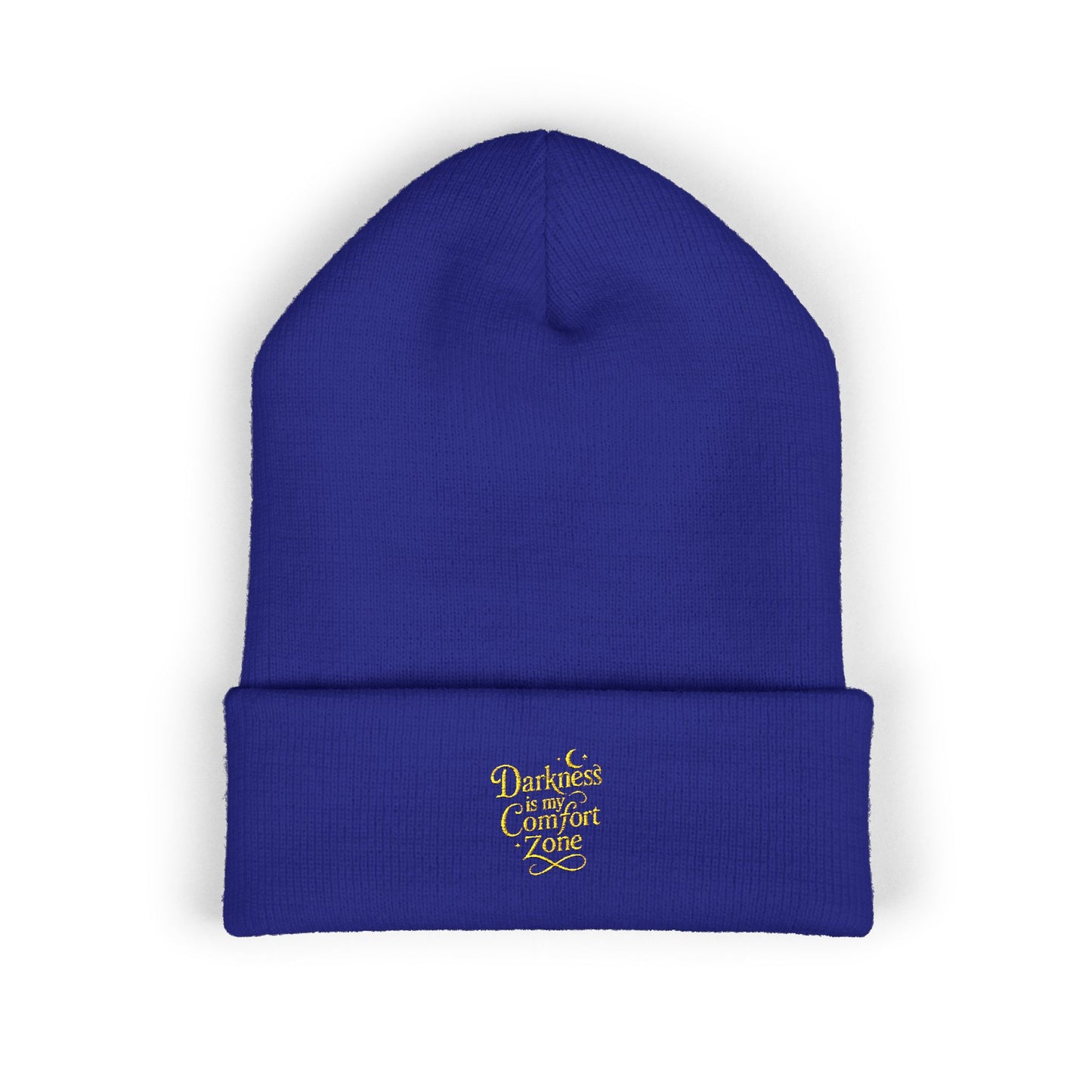 Darkness Cozy Embroidered Cuffed Beanie, Unisex Knit Beanie