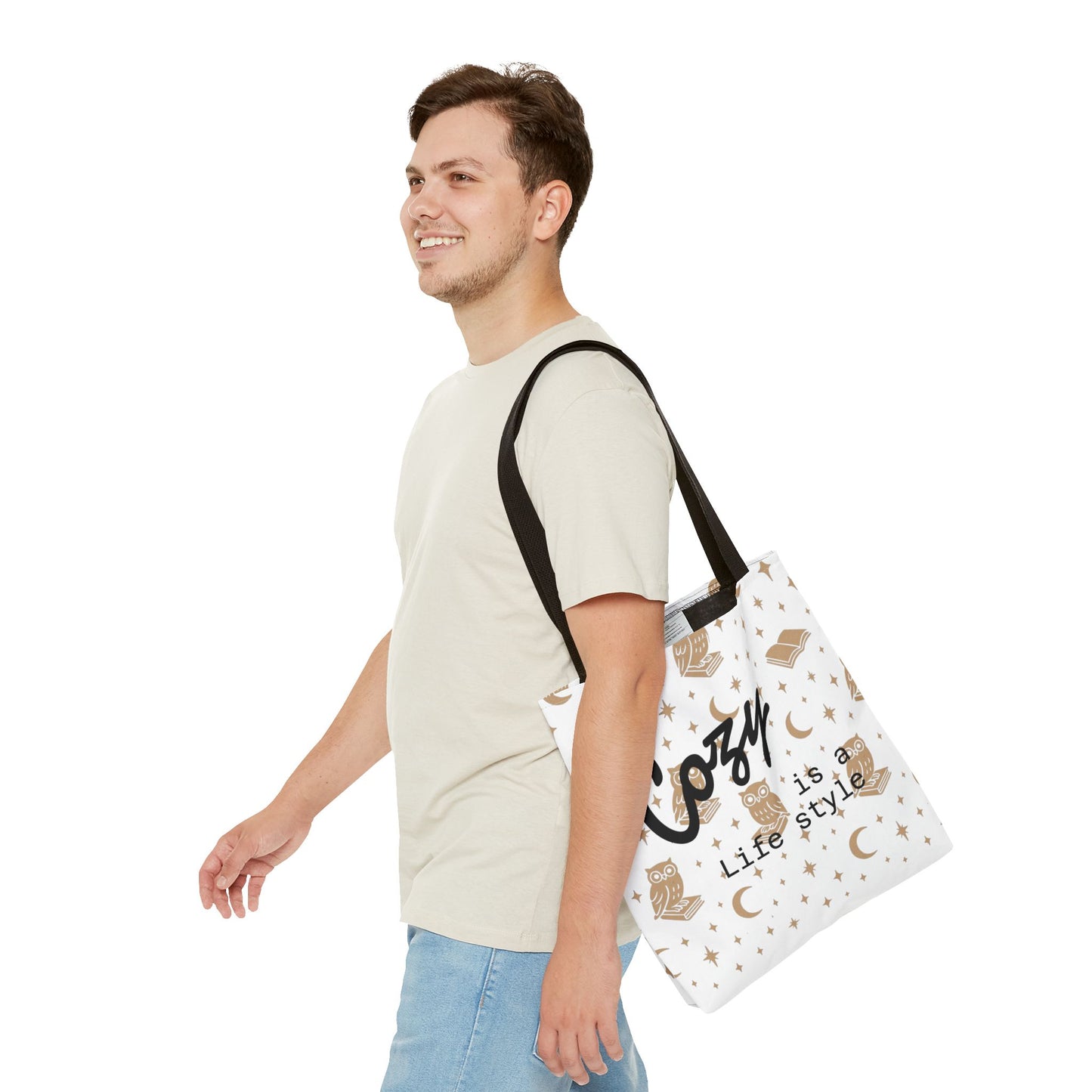 Cozy Is My Lifestyle Owl Print Tote Bag