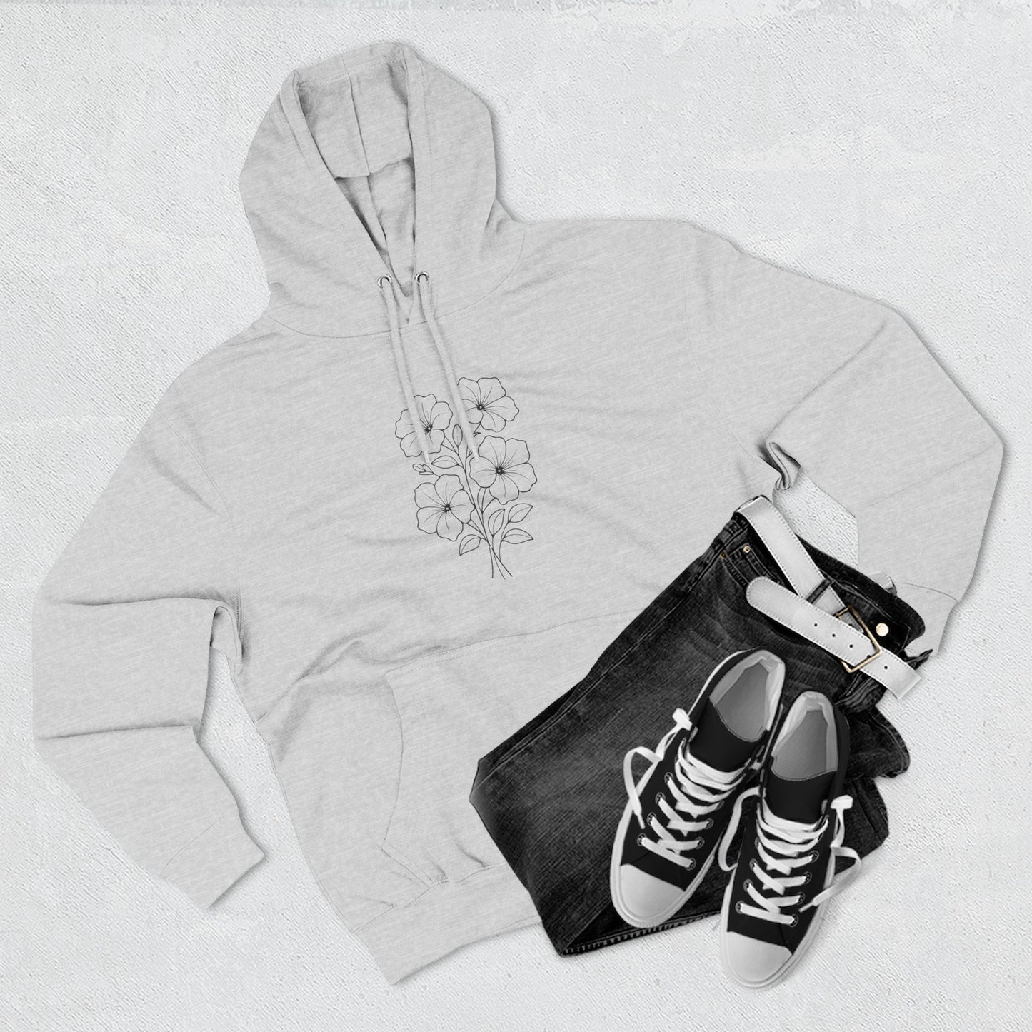 Floral Inspirational Hoodie, Cozy Fleece Pullover