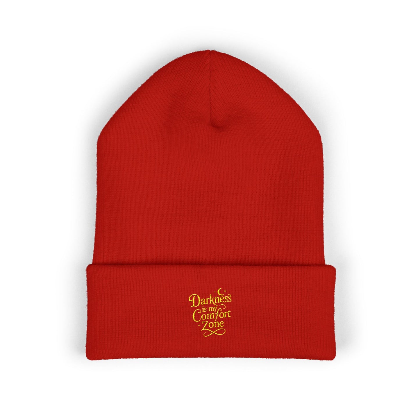 Darkness Cozy Embroidered Cuffed Beanie, Unisex Knit Beanie