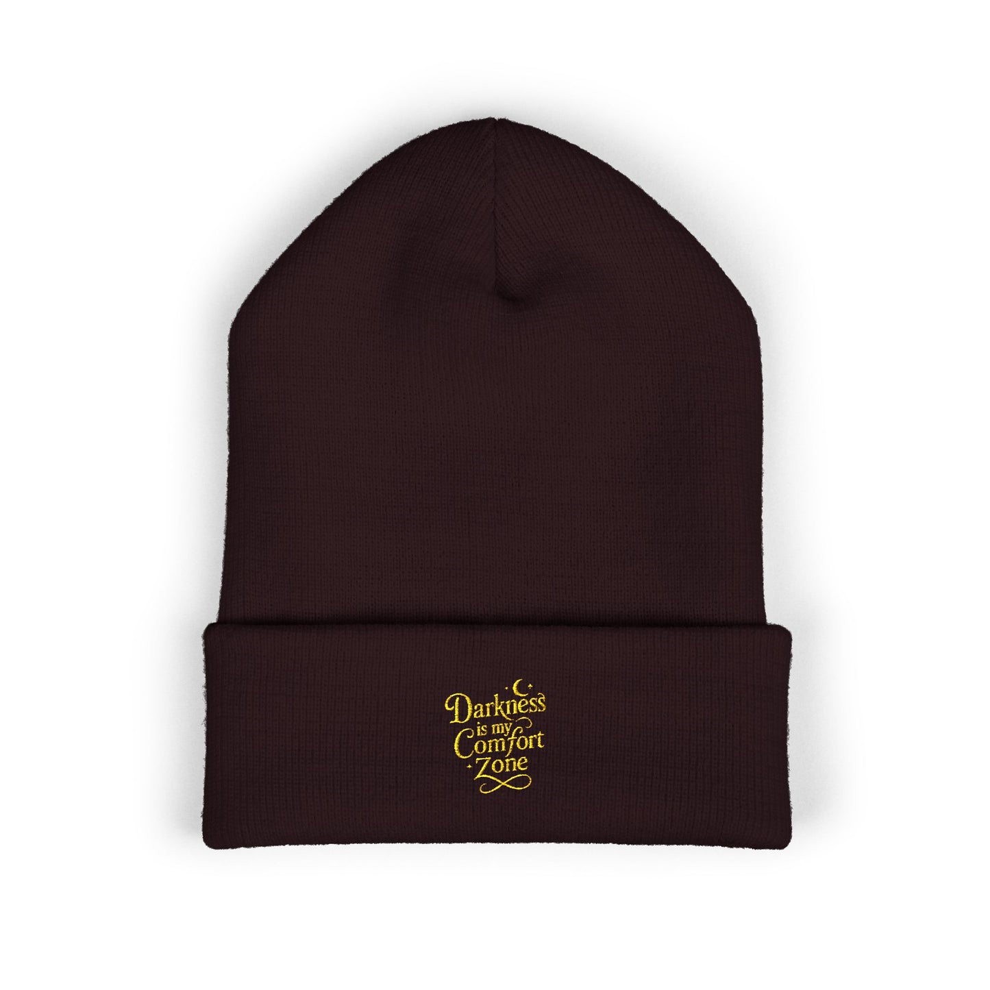 Darkness Cozy Embroidered Cuffed Beanie, Unisex Knit Beanie