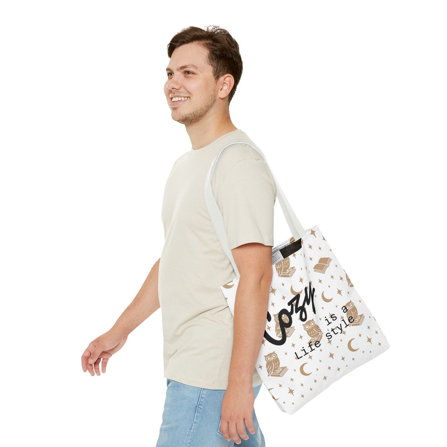Cozy Is My Lifestyle Owl Print Tote Bag