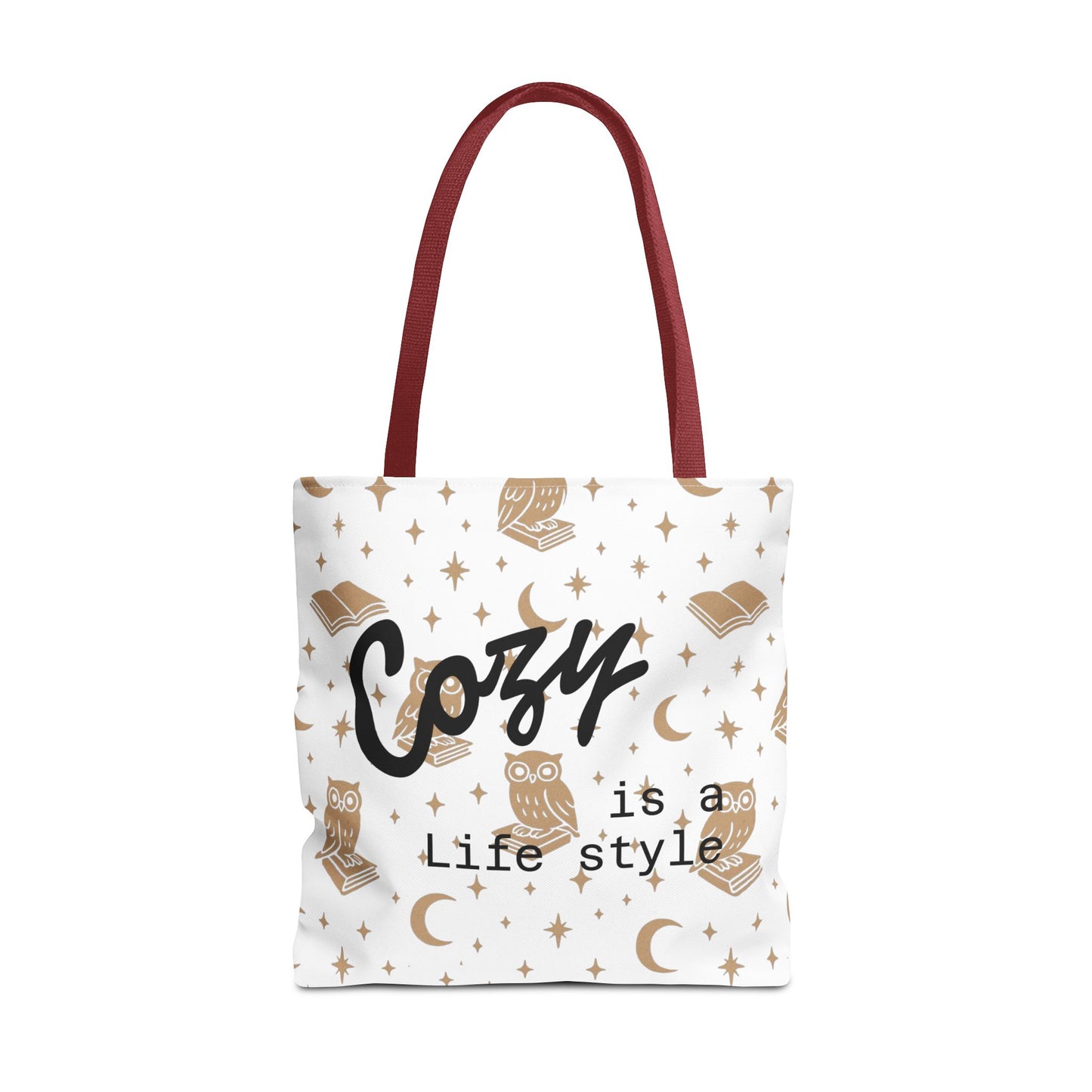 Cozy Is My Lifestyle Owl Print Tote Bag