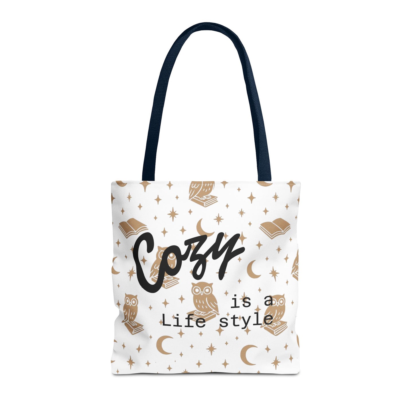 Cozy Is My Lifestyle Owl Print Tote Bag