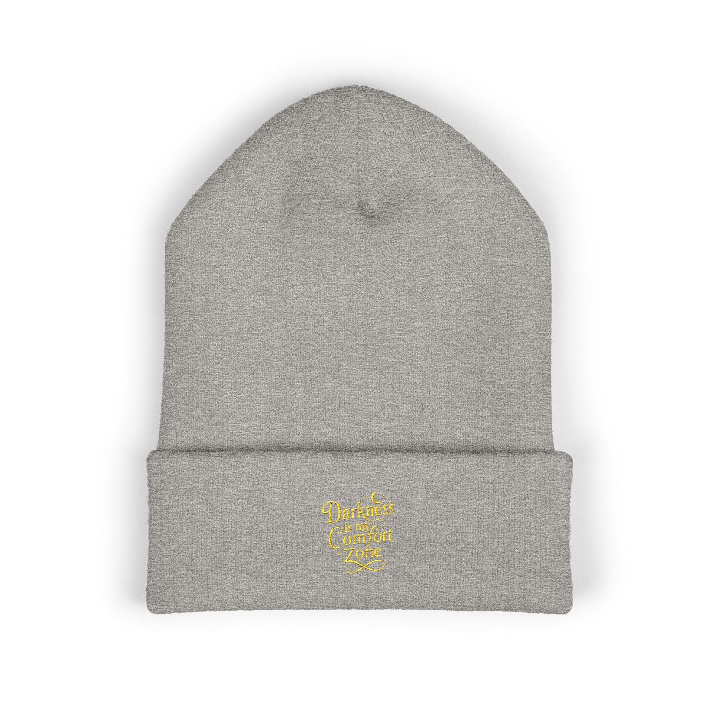 Darkness Cozy Embroidered Cuffed Beanie, Unisex Knit Beanie