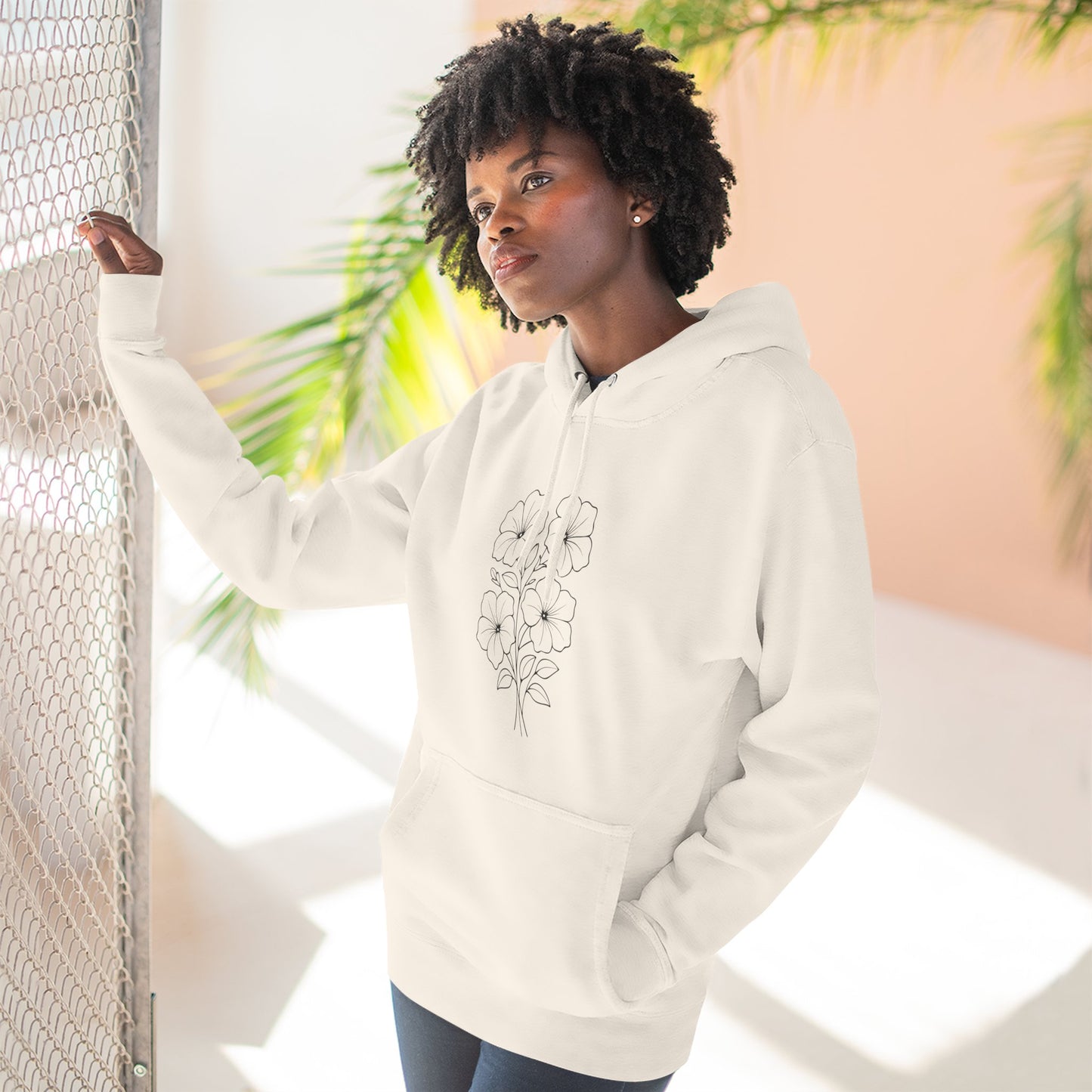 Floral Inspirational Hoodie, Cozy Fleece Pullover
