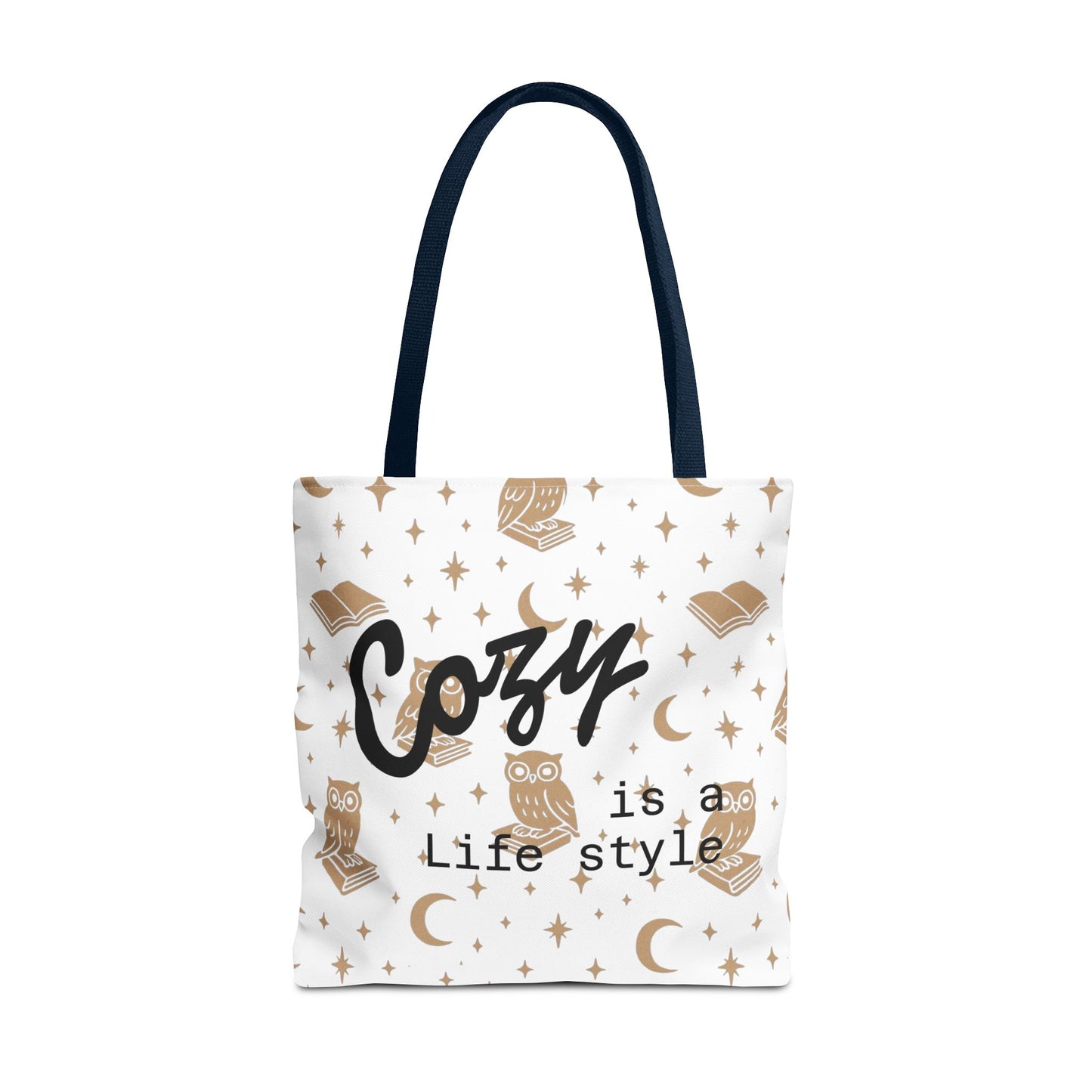 Cozy Is My Lifestyle Owl Print Tote Bag