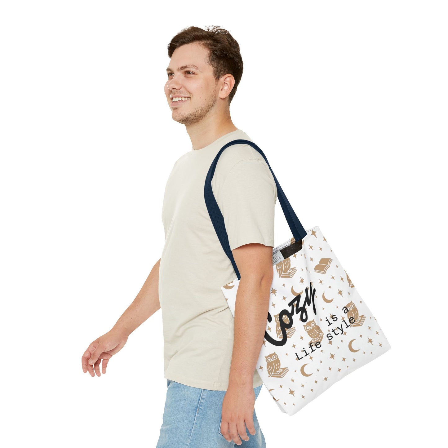 Cozy Is My Lifestyle Owl Print Tote Bag