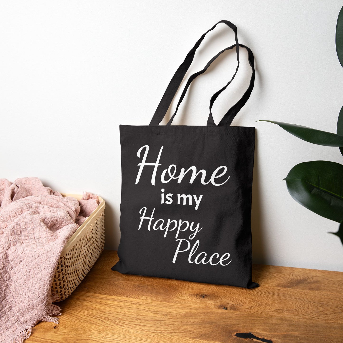 Home is My Happy Place Tote Bag Cotton