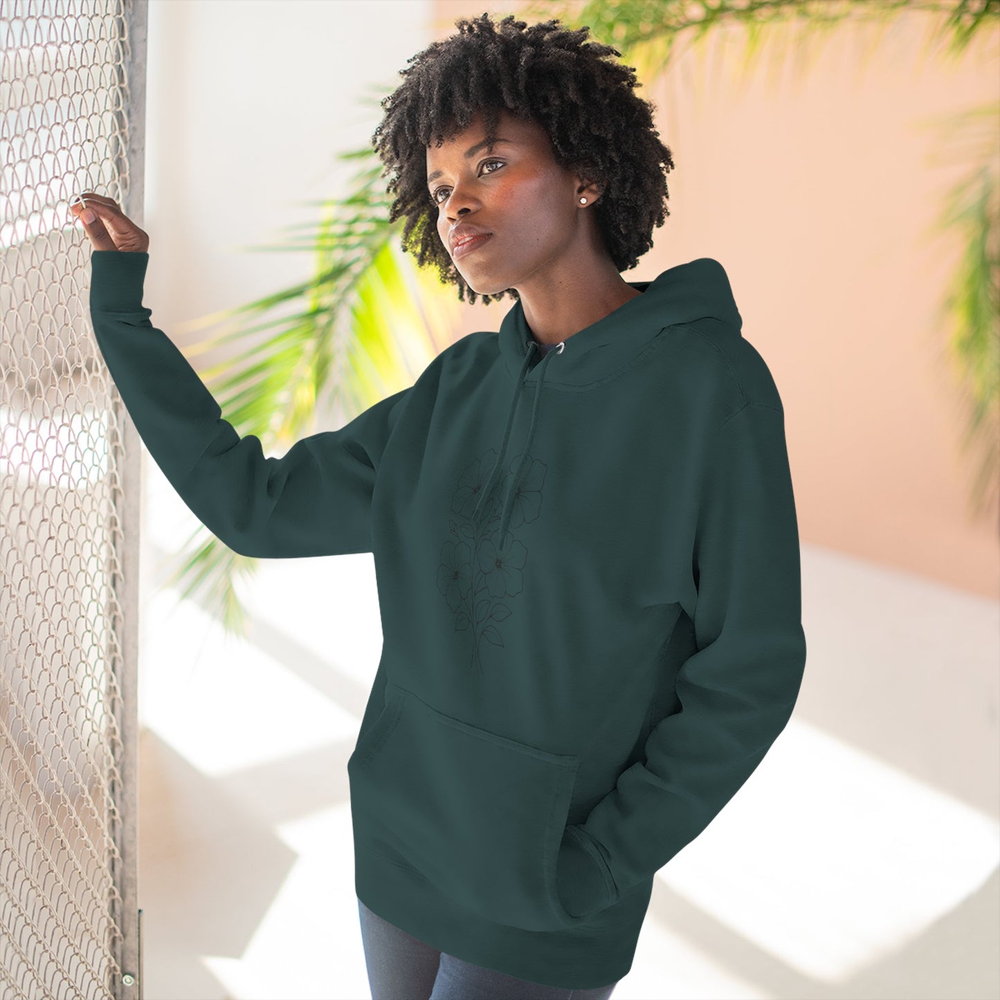 Floral Inspirational Hoodie, Cozy Fleece Pullover