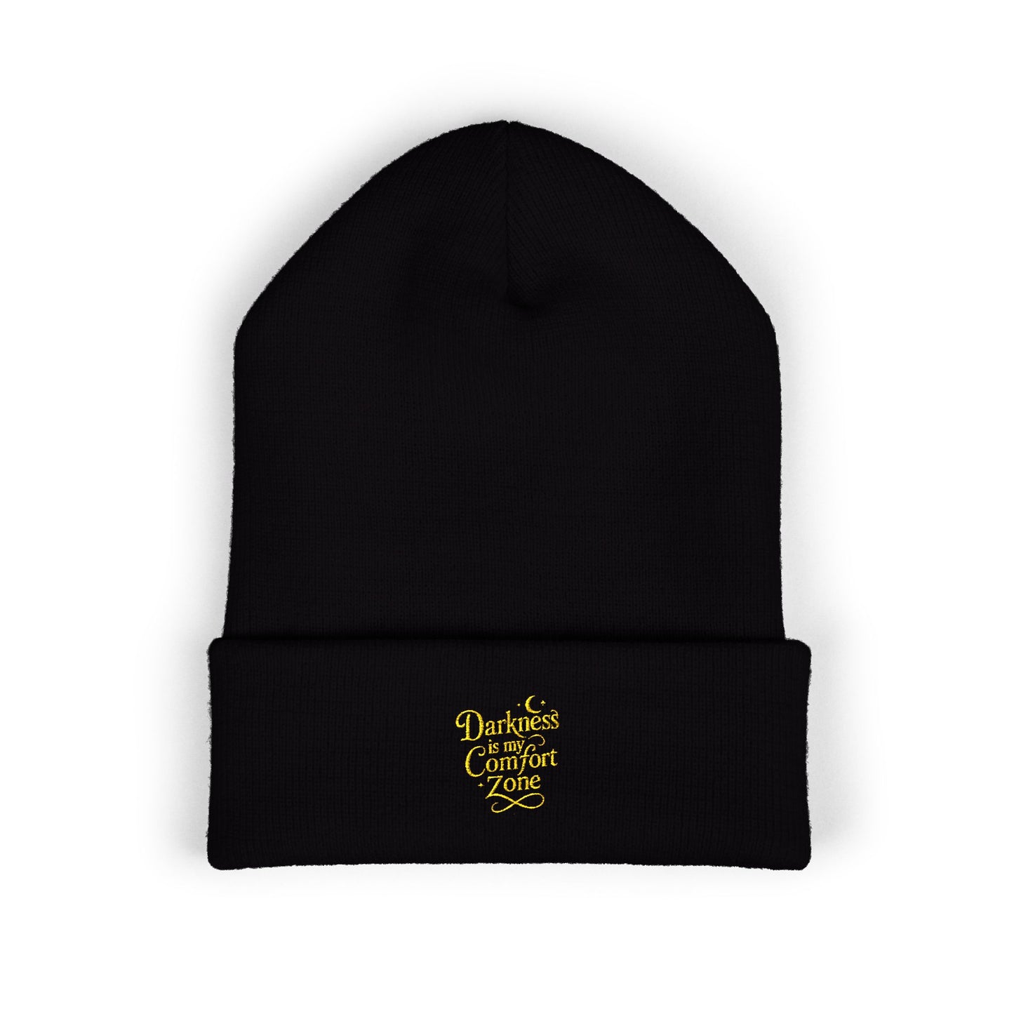 Darkness Cozy Embroidered Cuffed Beanie, Unisex Knit Beanie