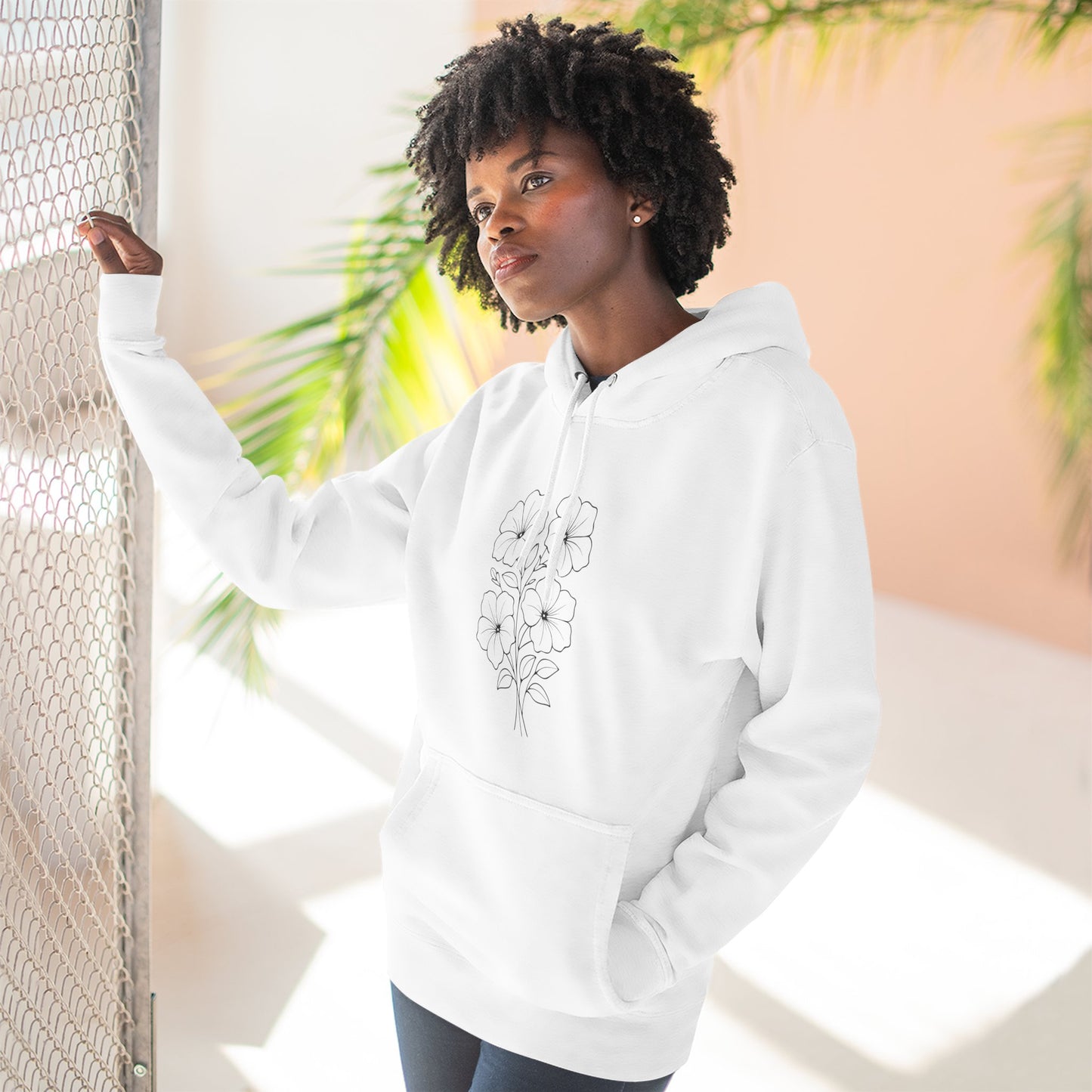 Floral Inspirational Hoodie, Cozy Fleece Pullover