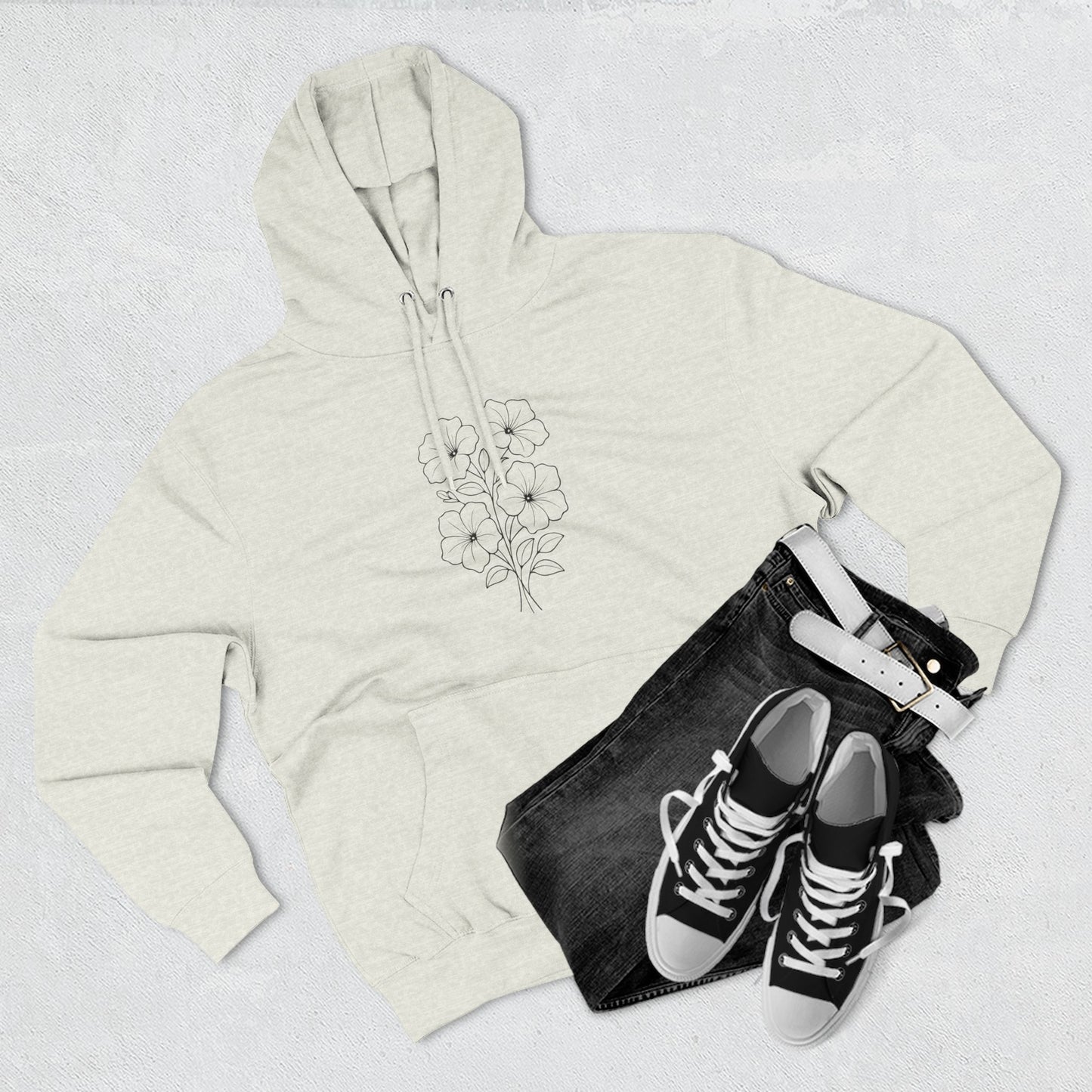 Floral Inspirational Hoodie, Cozy Fleece Pullover