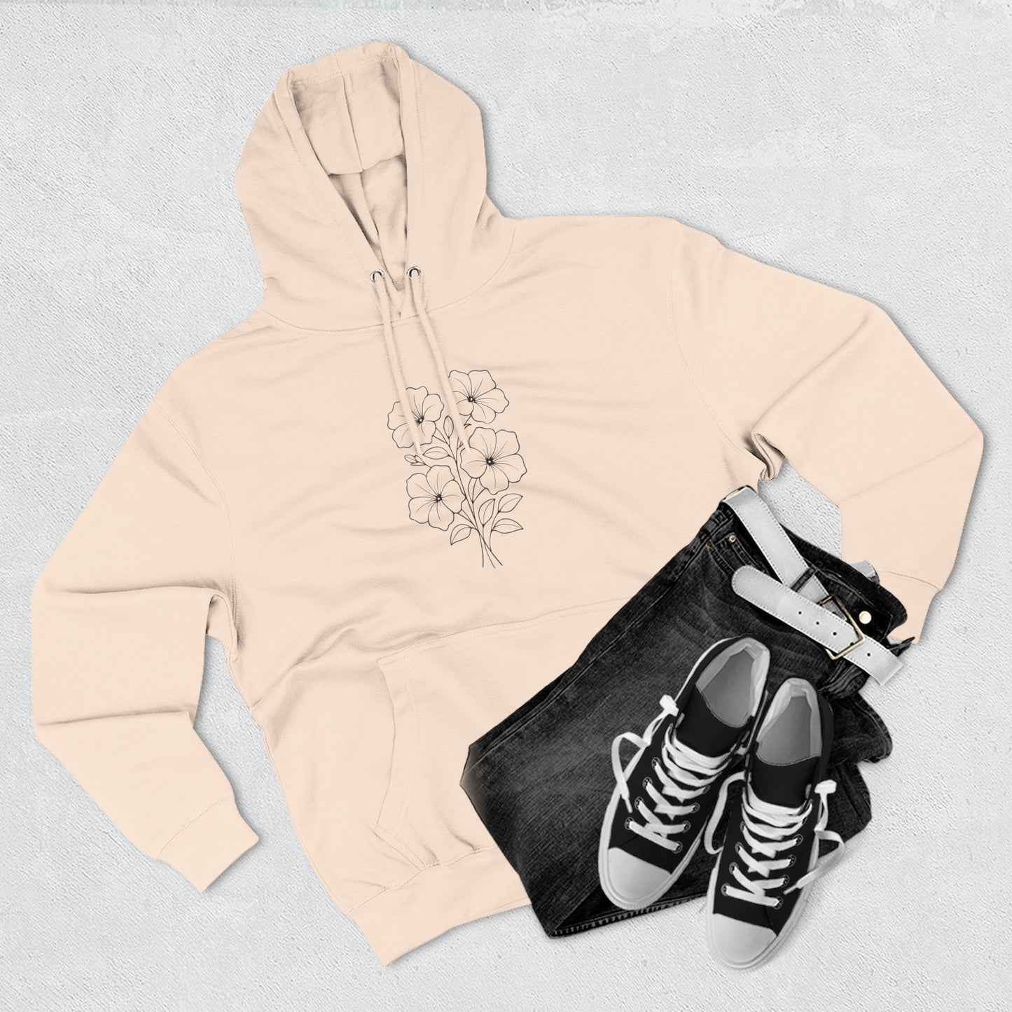 Floral Inspirational Hoodie, Cozy Fleece Pullover