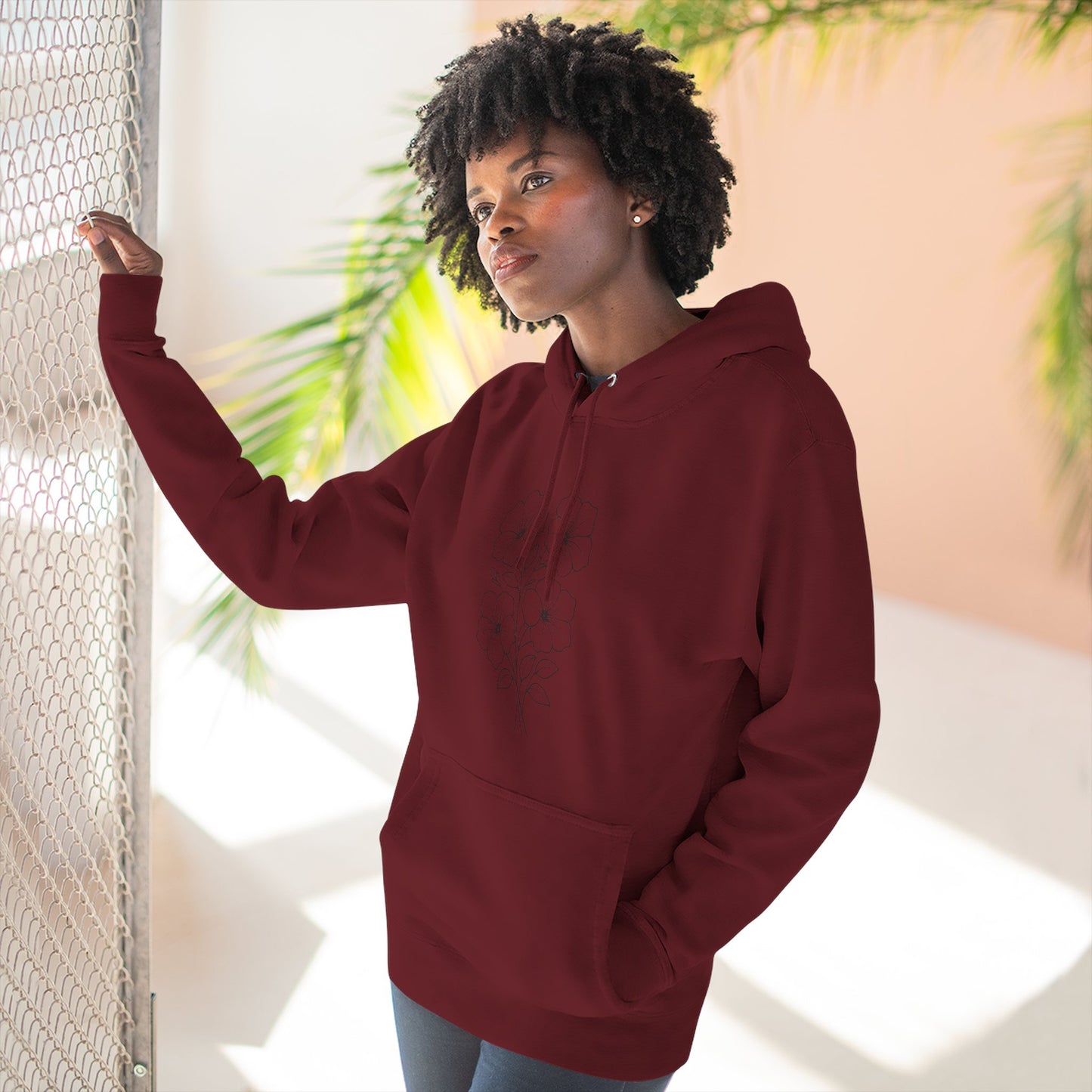 Floral Inspirational Hoodie, Cozy Fleece Pullover