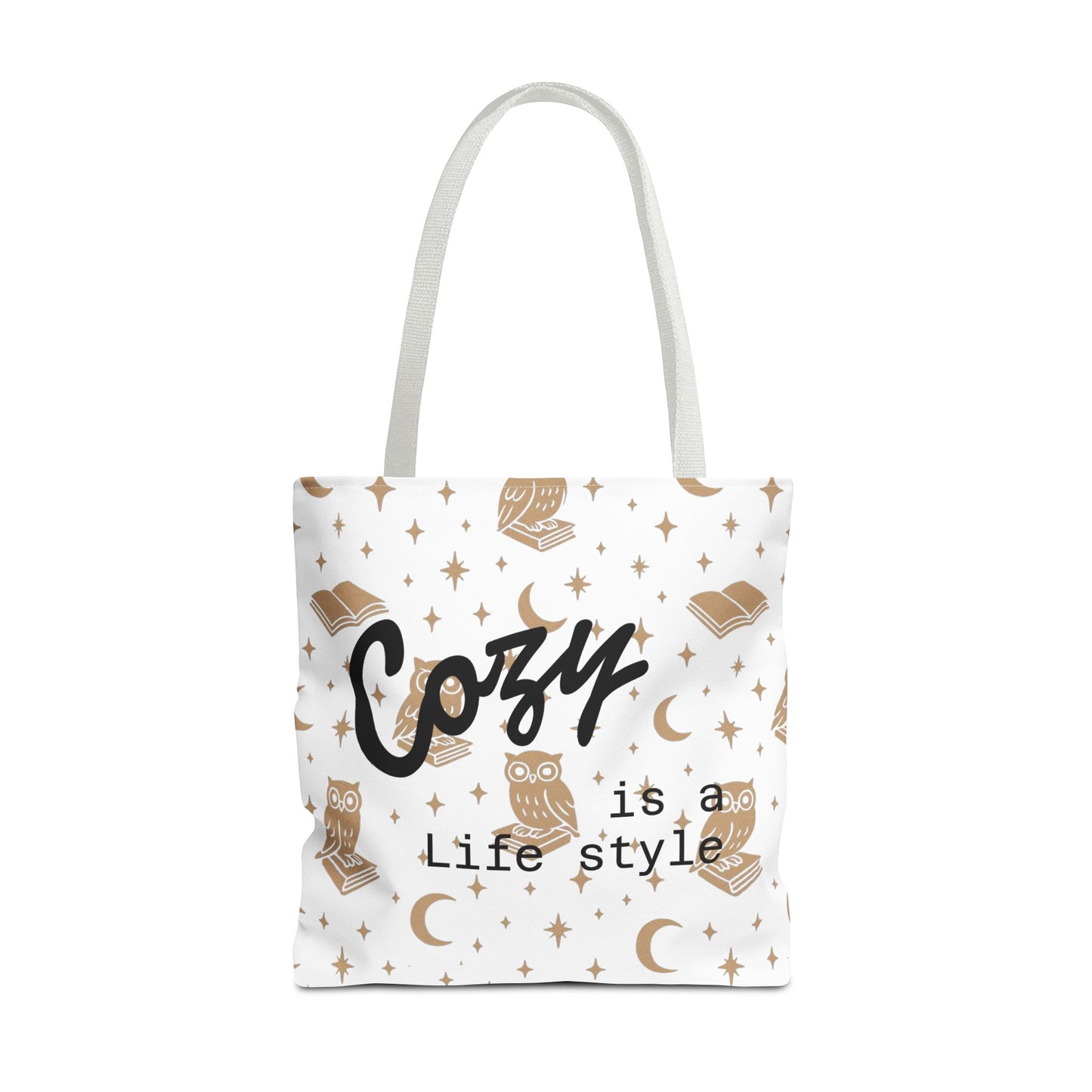 Cozy Is My Lifestyle Owl Print Tote Bag