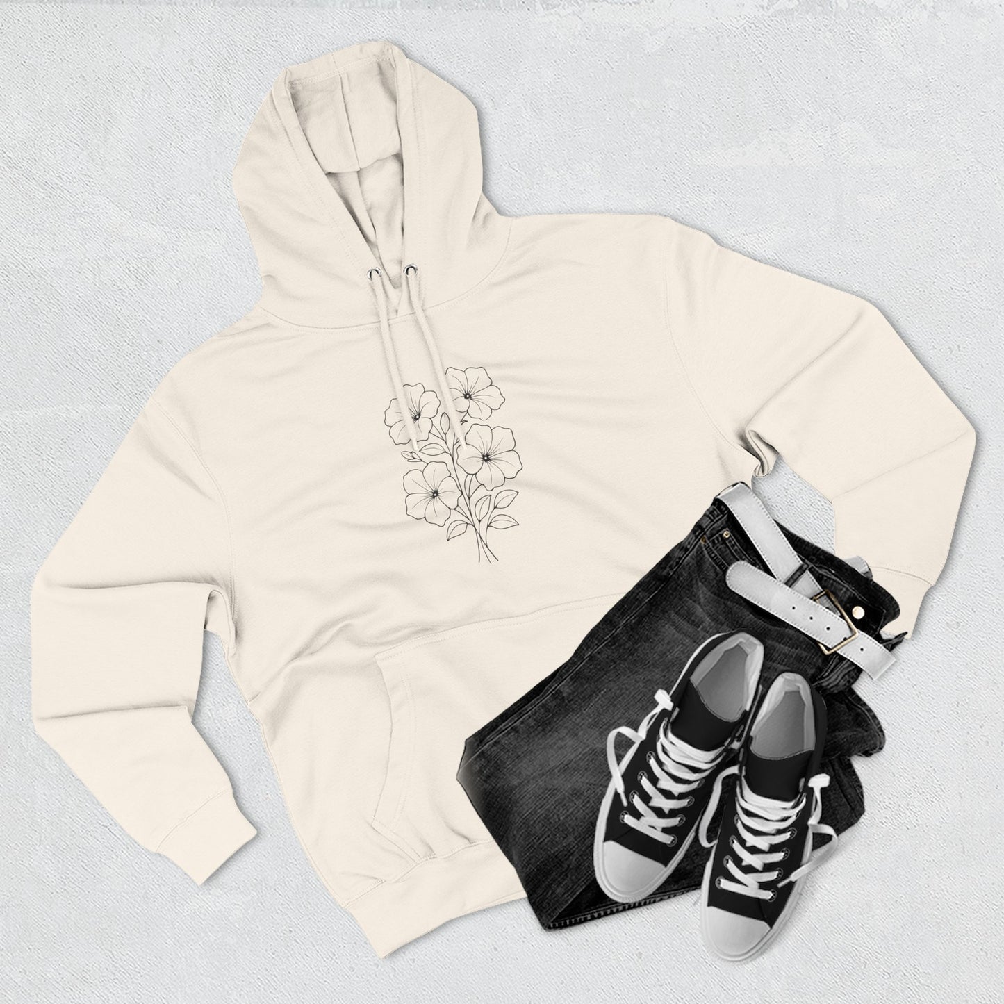 Floral Inspirational Hoodie, Cozy Fleece Pullover