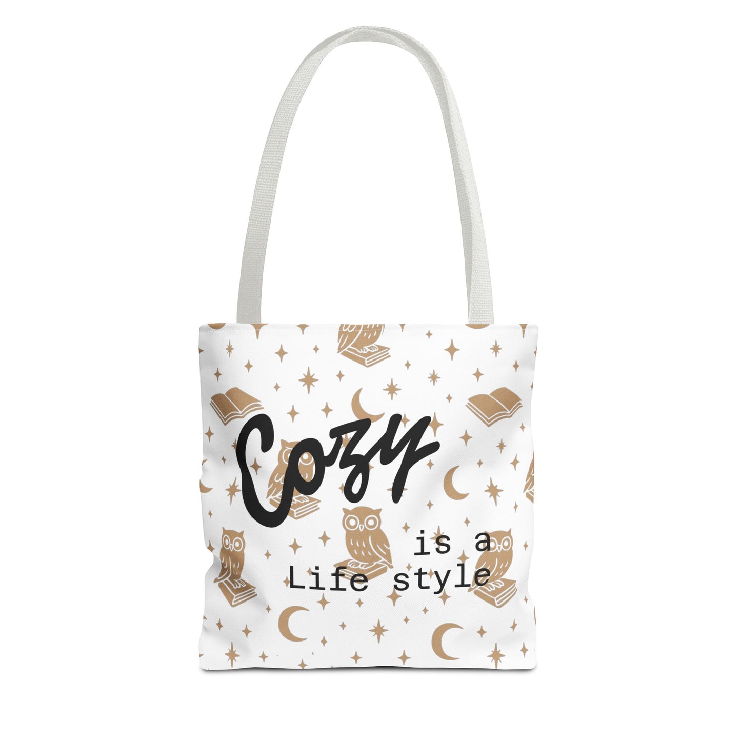 Cozy Is My Lifestyle Owl Print Tote Bag