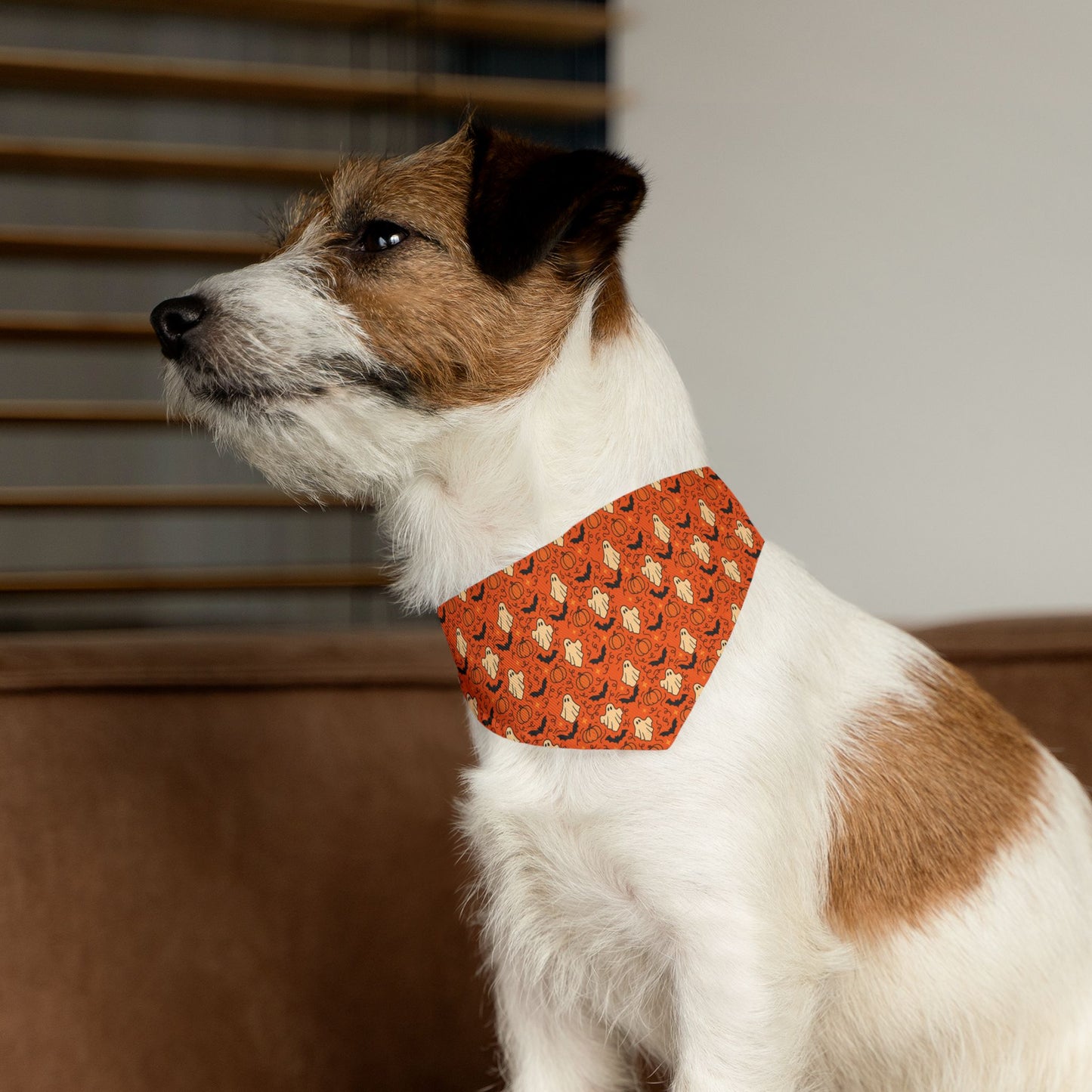 Pumpkin, Bats and Ghosts Pet Bandana Collar | Fall Dog Accessory for Halloween, Cute Pet Gift, Dog Costume, Pet Fashion, Seasonal Bandana