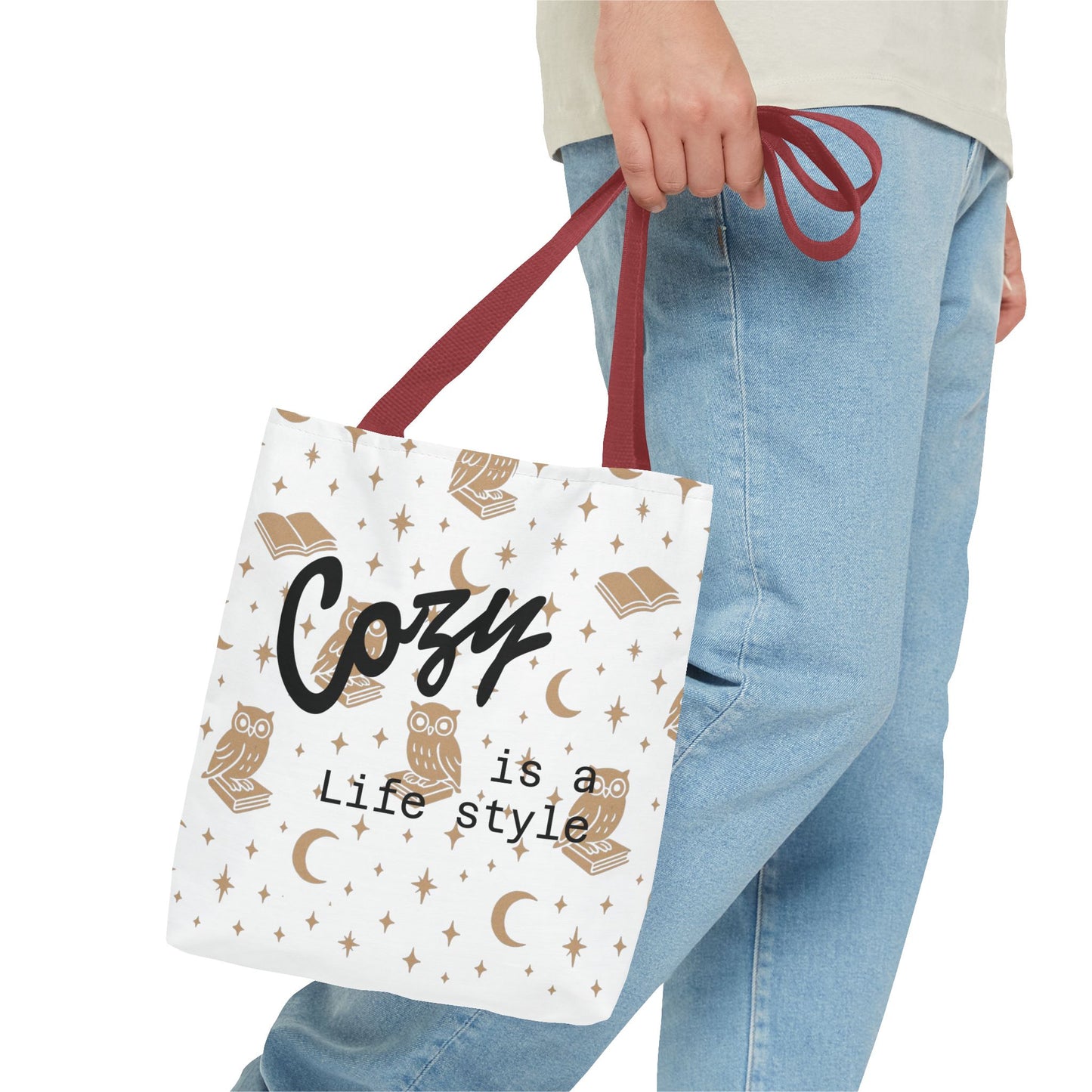 Cozy Is My Lifestyle Owl Print Tote Bag