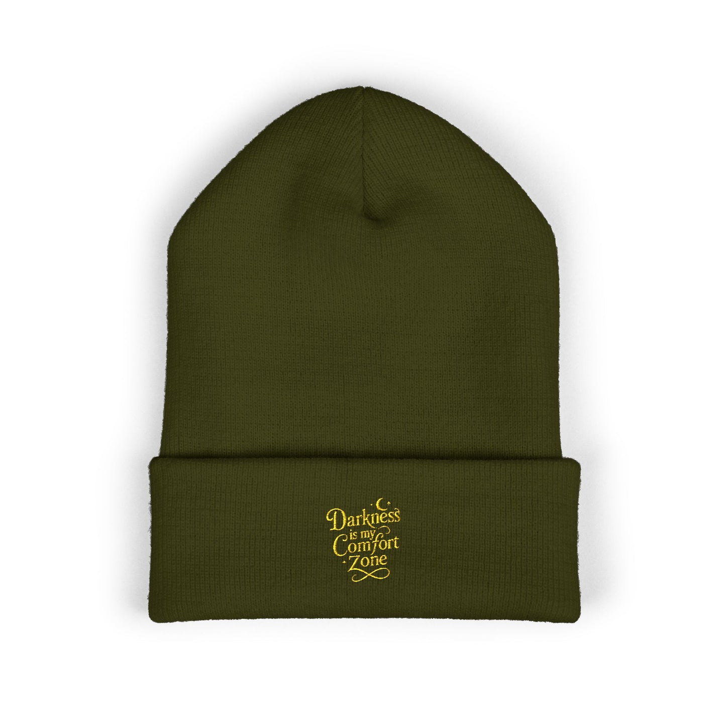 Darkness Cozy Embroidered Cuffed Beanie, Unisex Knit Beanie