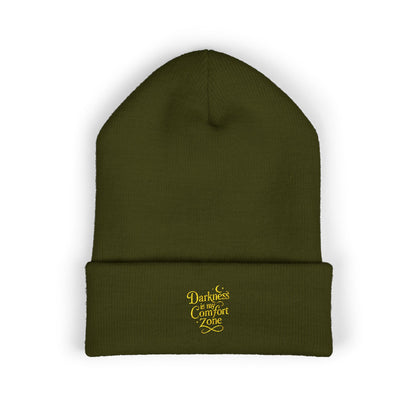 Darkness Cozy Embroidered Cuffed Beanie, Unisex Knit Beanie