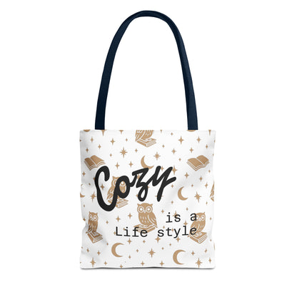 Cozy Is My Lifestyle Owl Print Tote Bag
