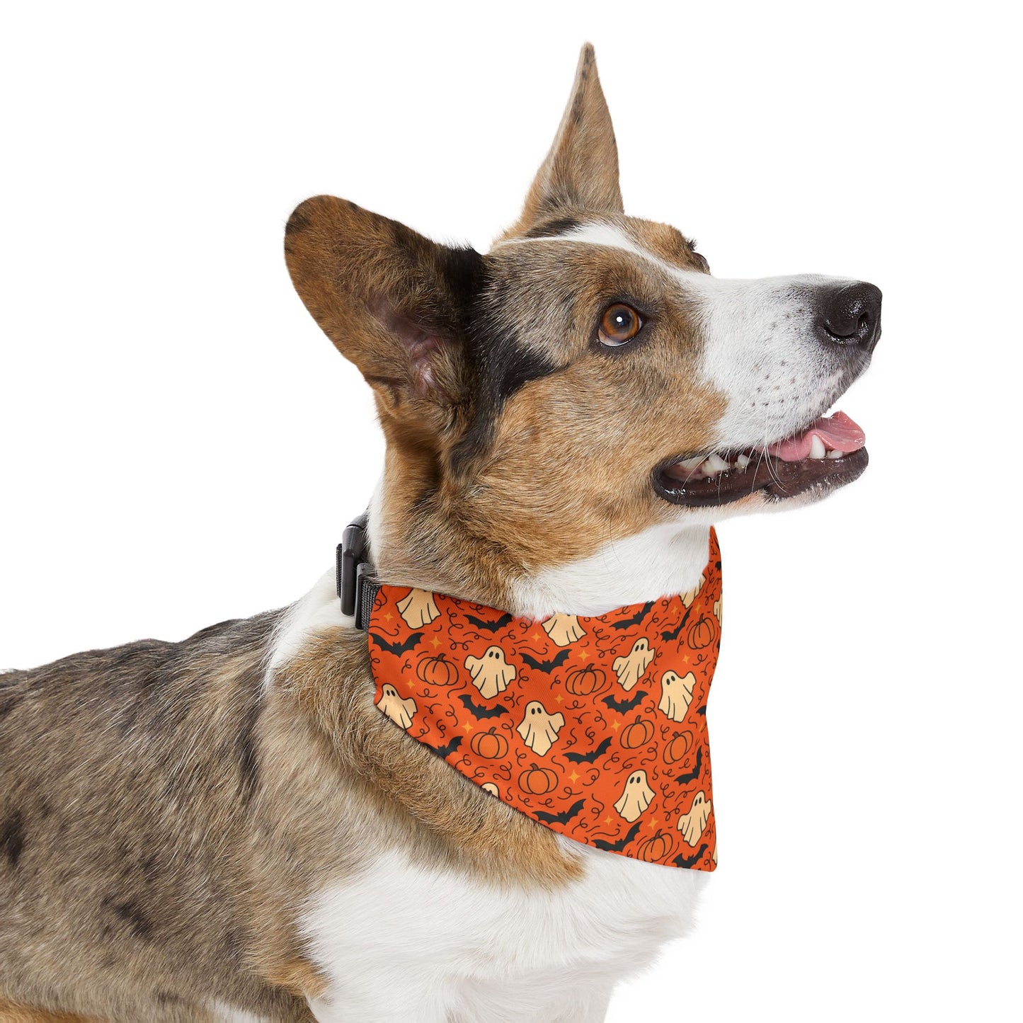 Pumpkin, Bats and Ghosts Pet Bandana Collar | Fall Dog Accessory for Halloween, Cute Pet Gift, Dog Costume, Pet Fashion, Seasonal Bandana