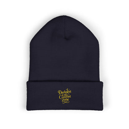 Darkness Cozy Embroidered Cuffed Beanie, Unisex Knit Beanie