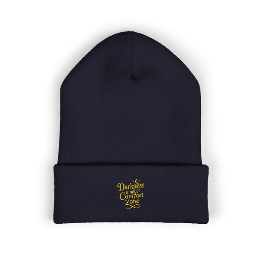 Darkness Cozy Embroidered Cuffed Beanie, Unisex Knit Beanie