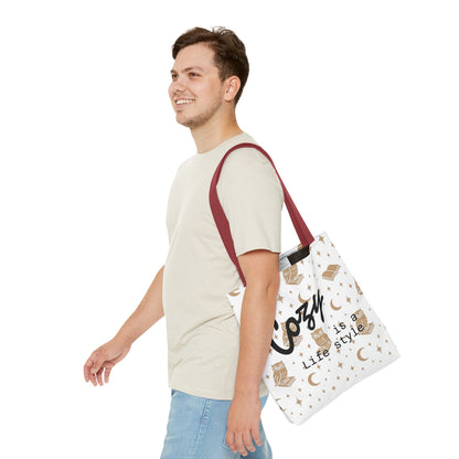 Cozy Is My Lifestyle Owl Print Tote Bag