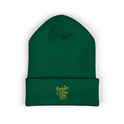 Darkness Cozy Embroidered Cuffed Beanie, Unisex Knit Beanie