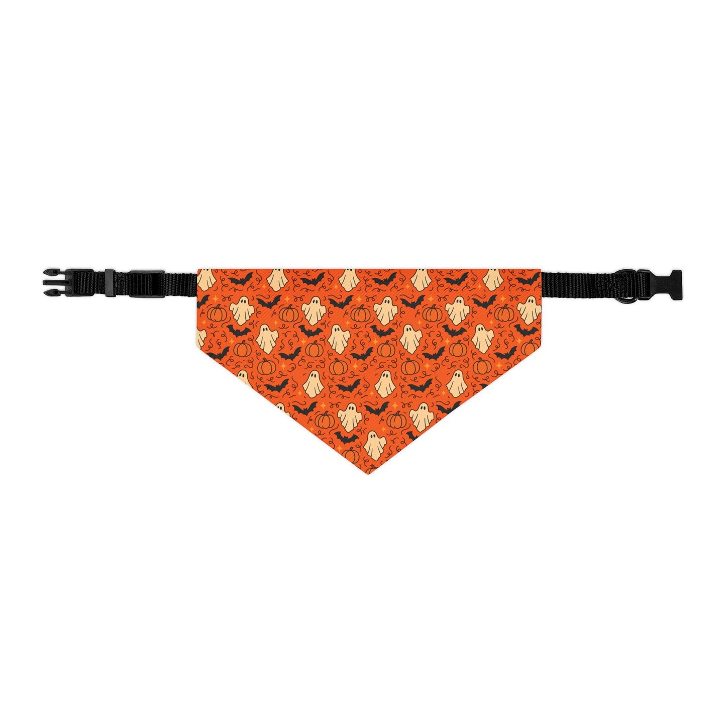 Pumpkin, Bats and Ghosts Pet Bandana Collar | Fall Dog Accessory for Halloween, Cute Pet Gift, Dog Costume, Pet Fashion, Seasonal Bandana