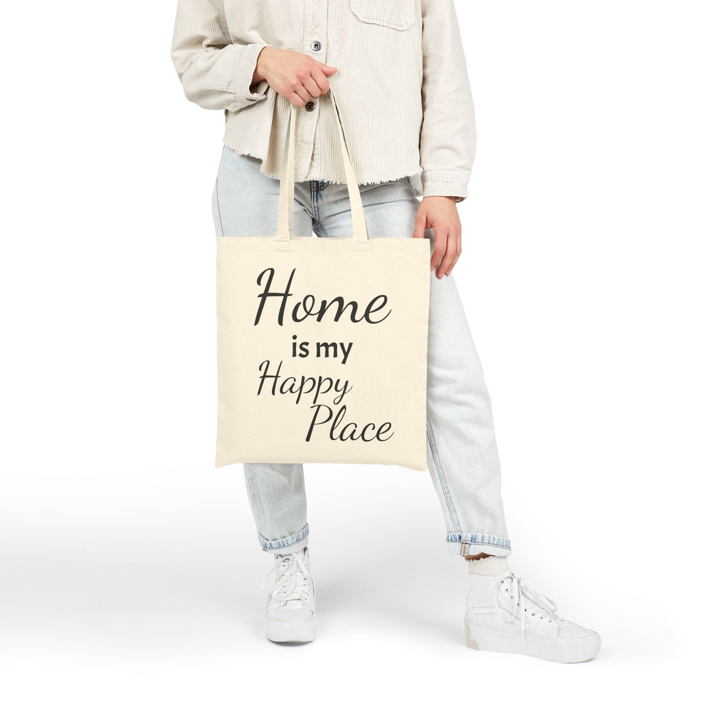 Home is My Happy Place Tote Bag Cotton