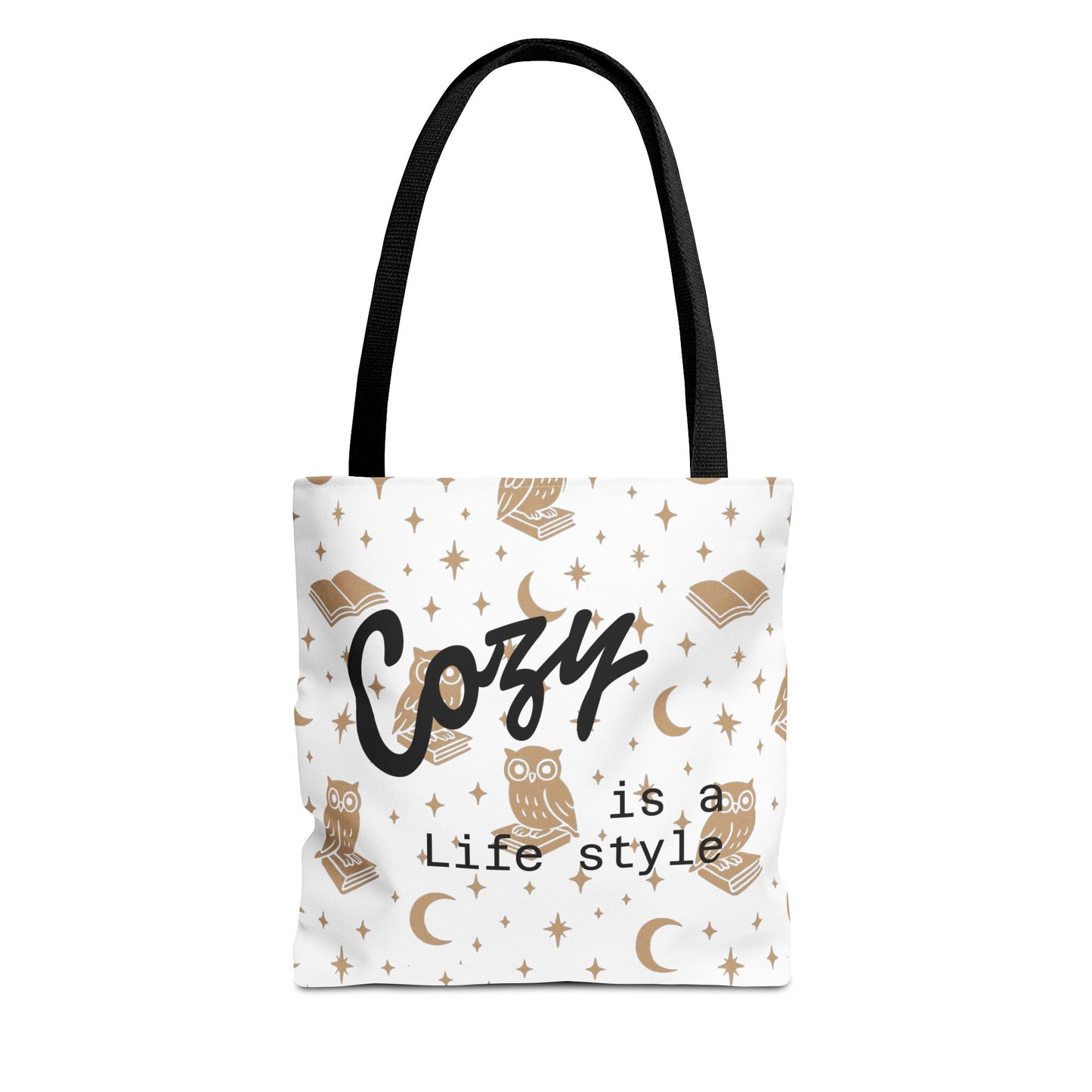 Cozy Is My Lifestyle Owl Print Tote Bag