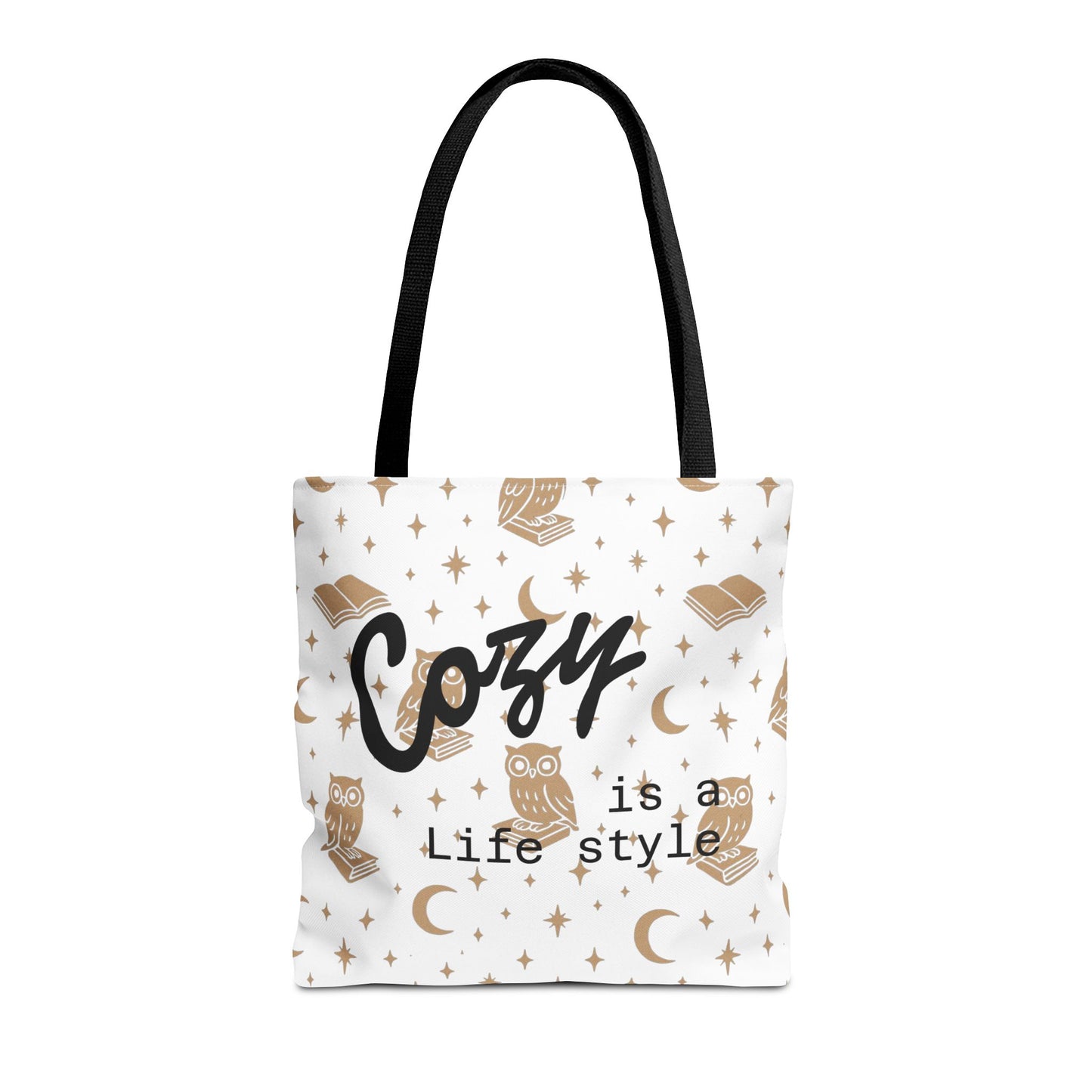 Cozy Is My Lifestyle Owl Print Tote Bag