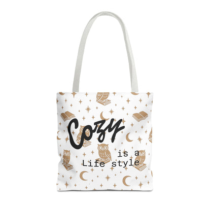 Cozy Is My Lifestyle Owl Print Tote Bag