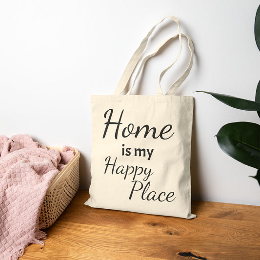 Home is My Happy Place Tote Bag Cotton