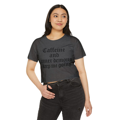 Caffeine and Inner Demons Crop Top -Boho Shirt