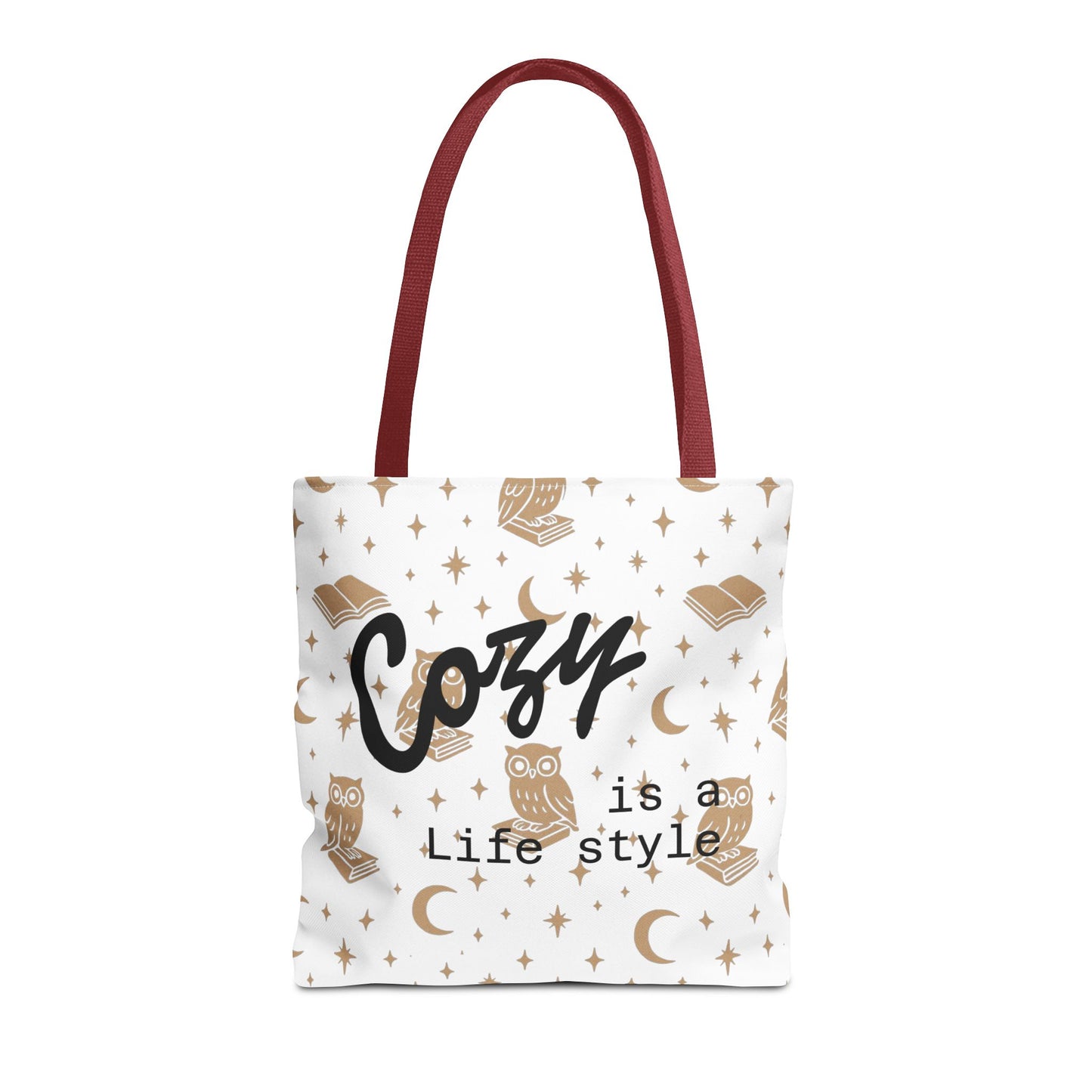 Cozy Is My Lifestyle Owl Print Tote Bag