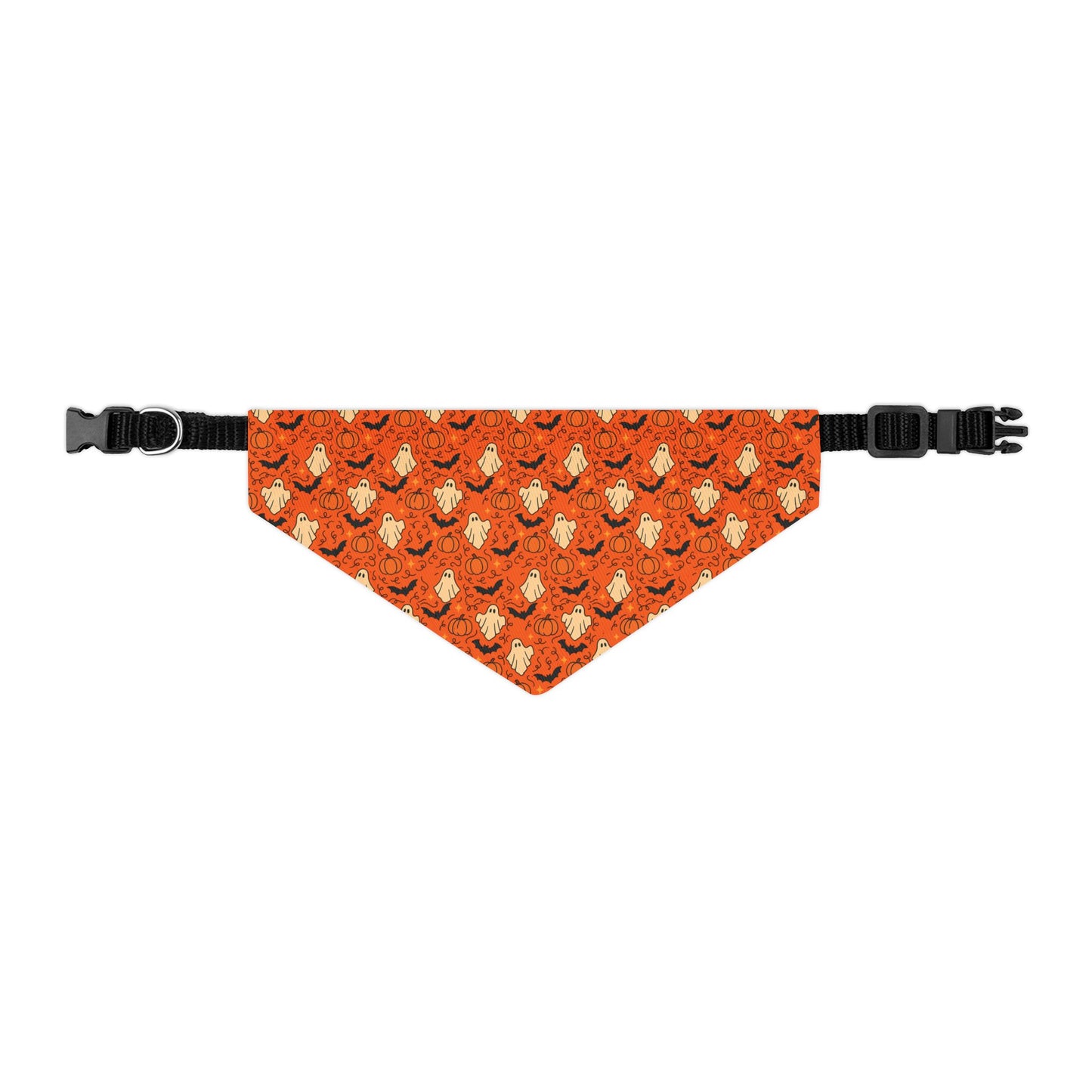 Pumpkin, Bats and Ghosts Pet Bandana Collar | Fall Dog Accessory for Halloween, Cute Pet Gift, Dog Costume, Pet Fashion, Seasonal Bandana