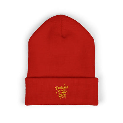 Darkness Cozy Embroidered Cuffed Beanie, Unisex Knit Beanie